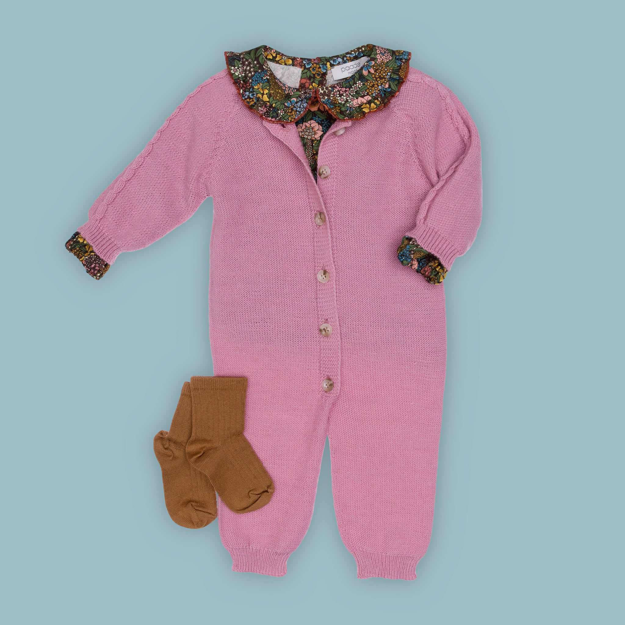 Phoenix Wool Baby Romper Seamless, Pink