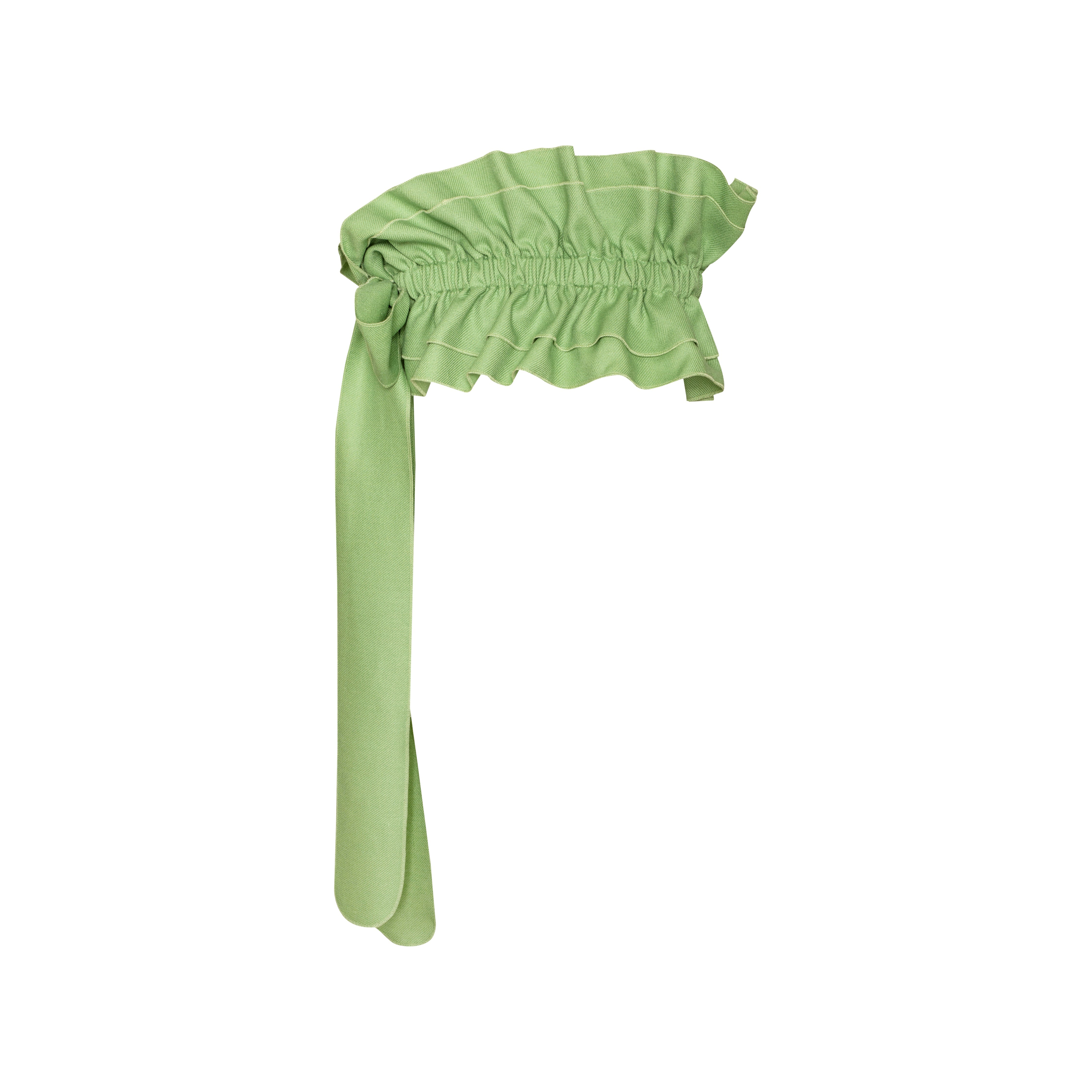 Linen blend Belt with Ruffles Sunlit, Green