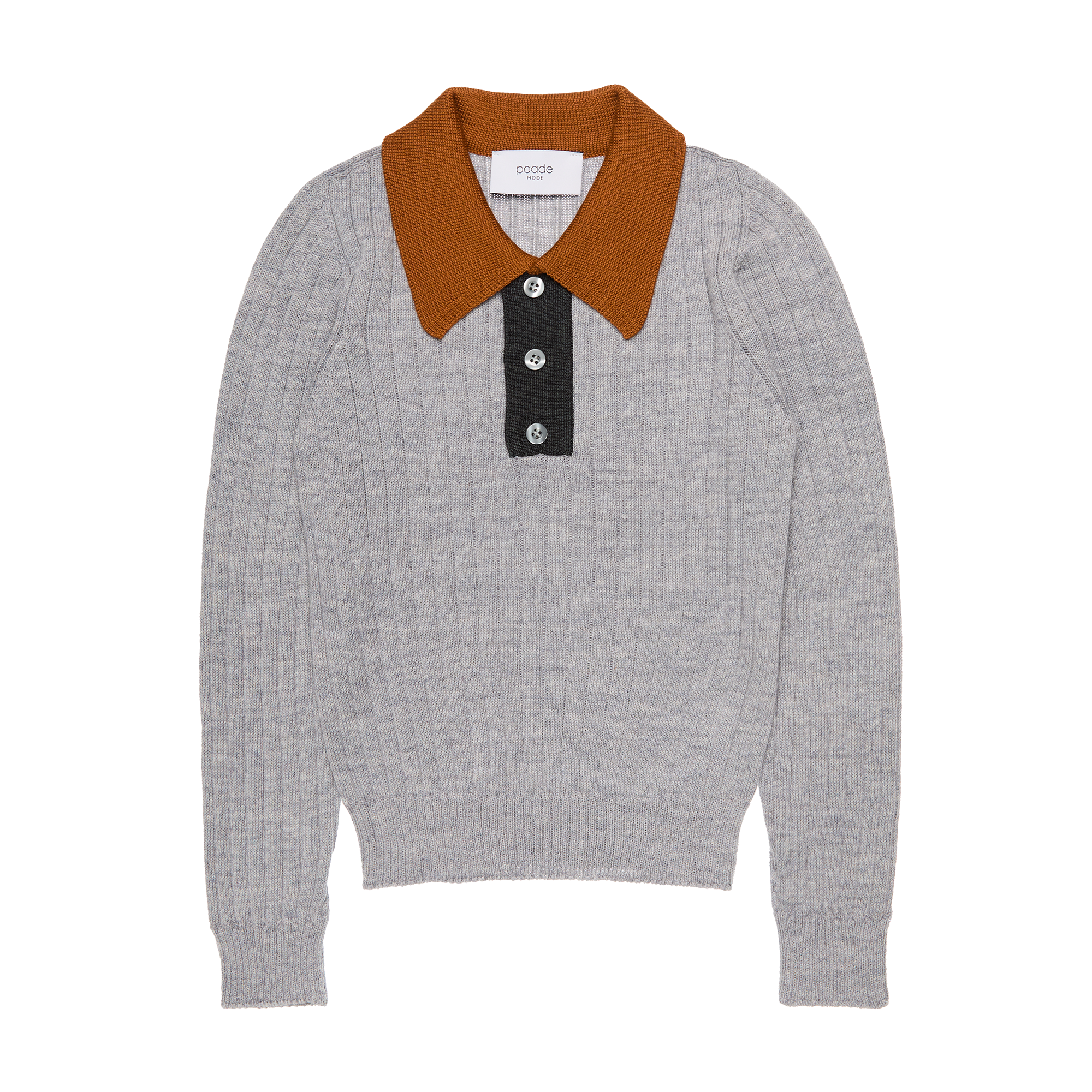 Wool Seamless Polo Shirt, Grey