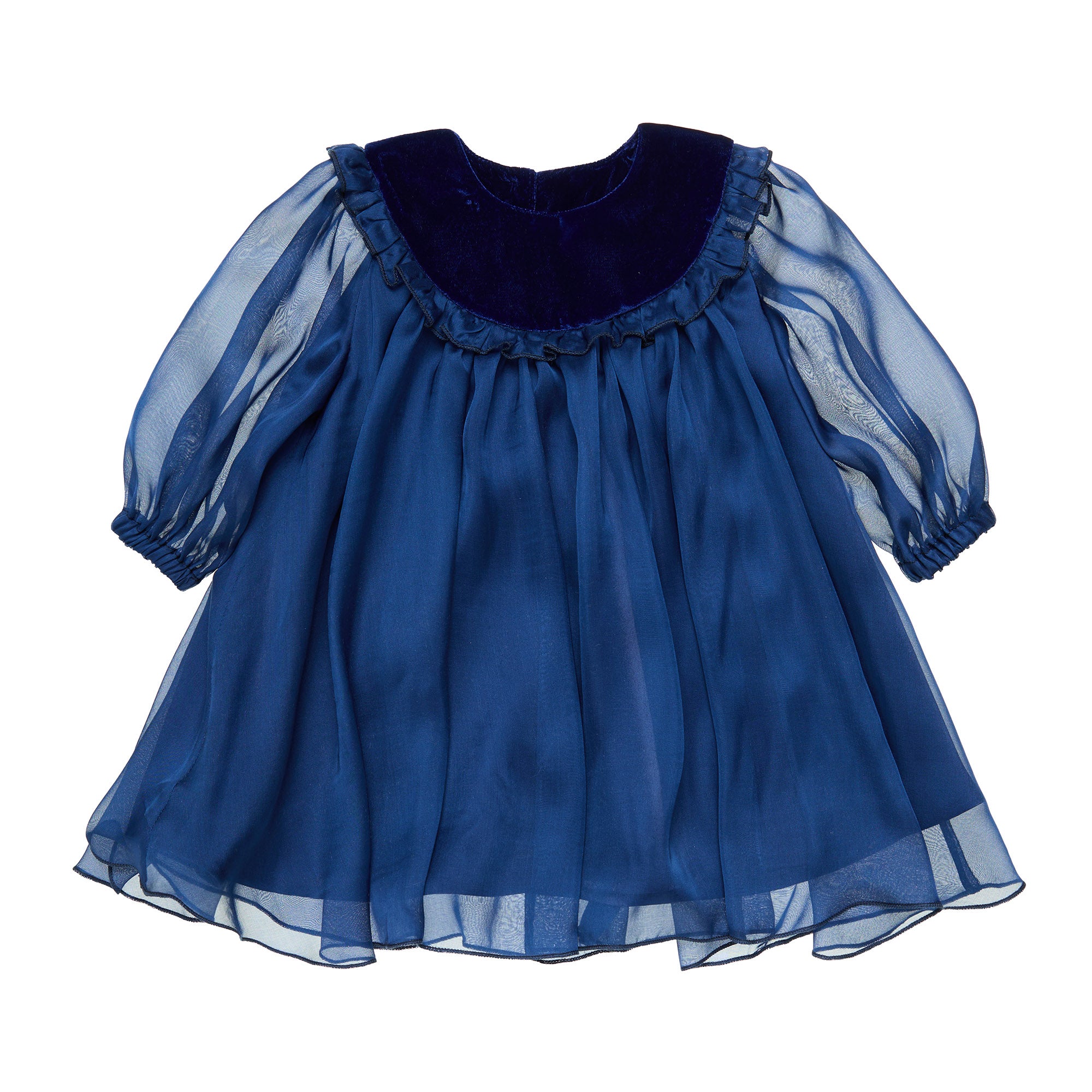 Silk Baby Dress and Bloomers Set Celeste, Blue