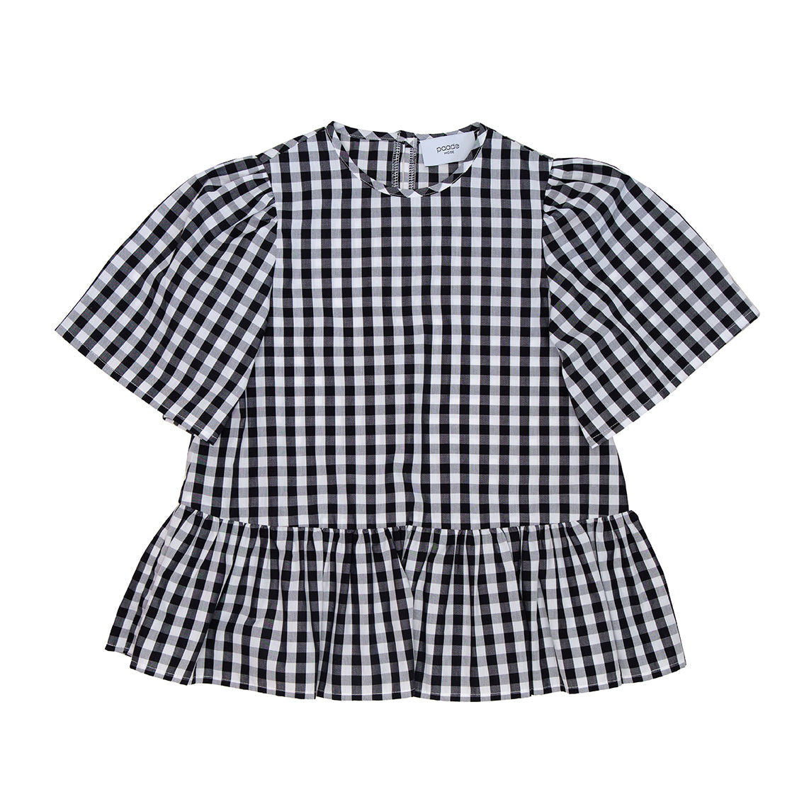 Benji Blouse Cotton, Black Checks