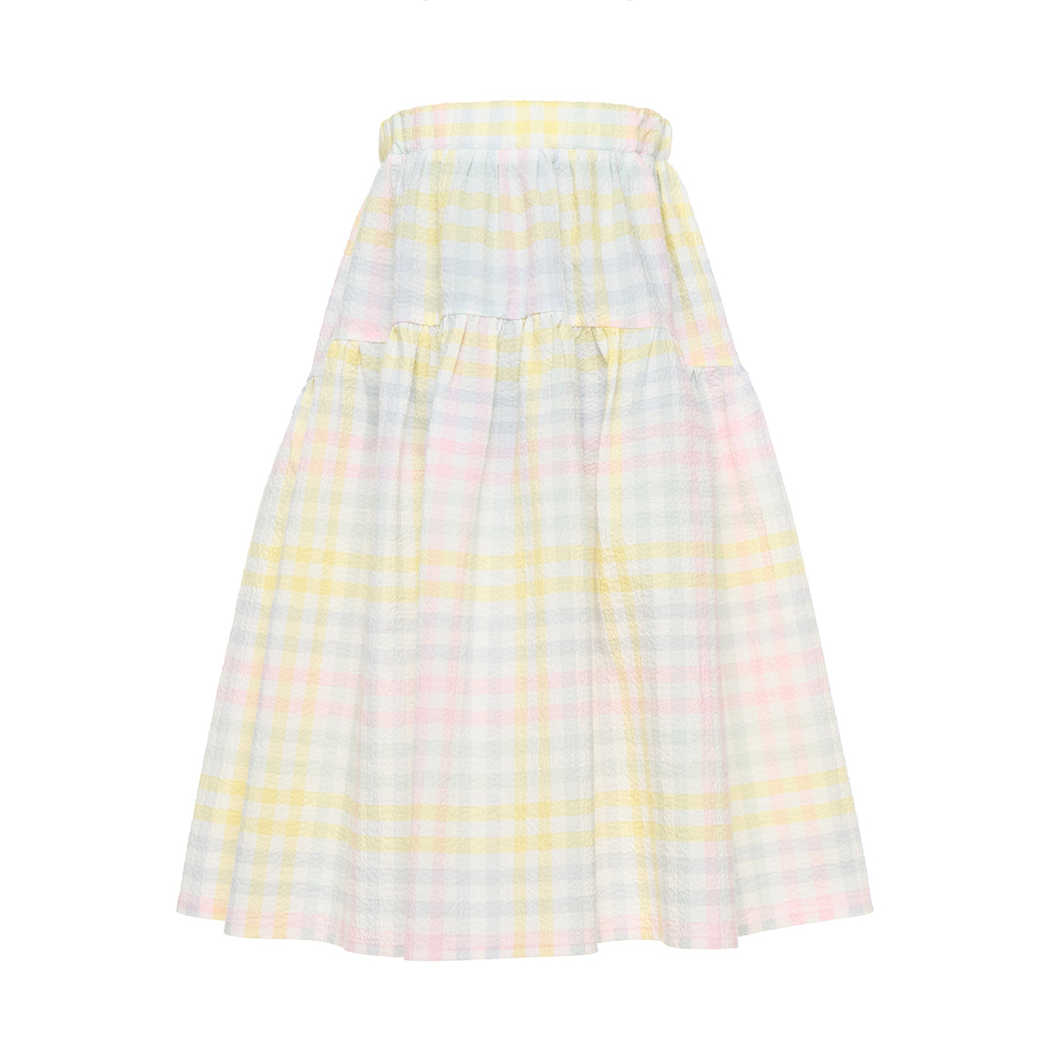 Marisa Long Skirt Cotton, Pastel Checks