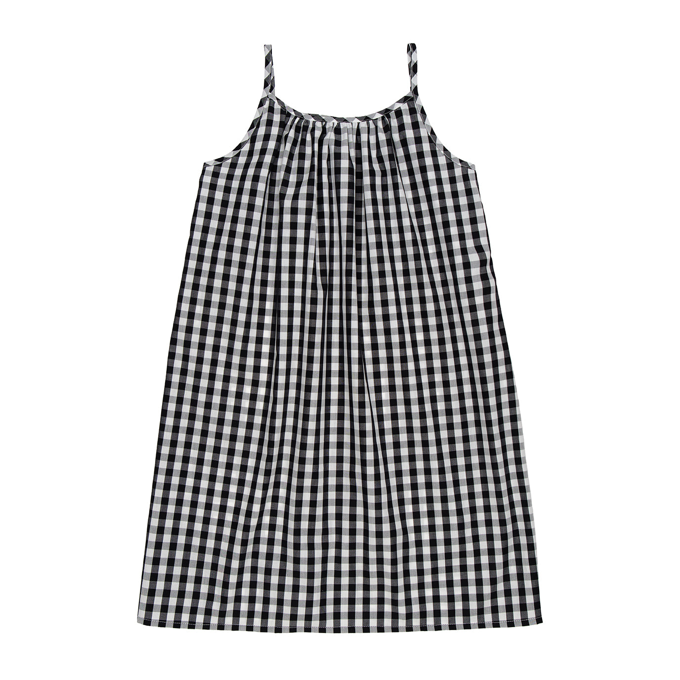Benji Strap Dress Cotton, Black Checks