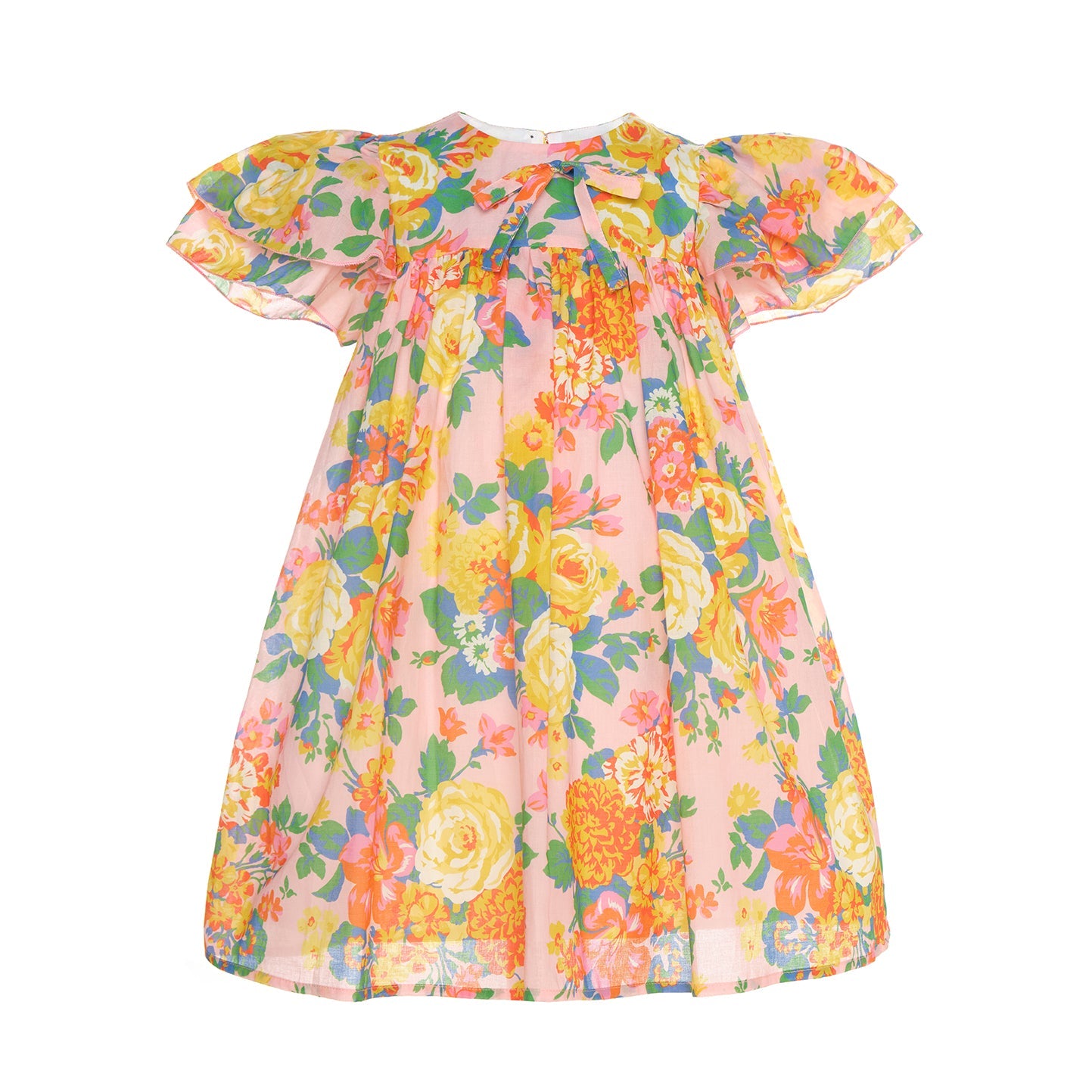 Sadie Dress with Bow Cotton, Pink