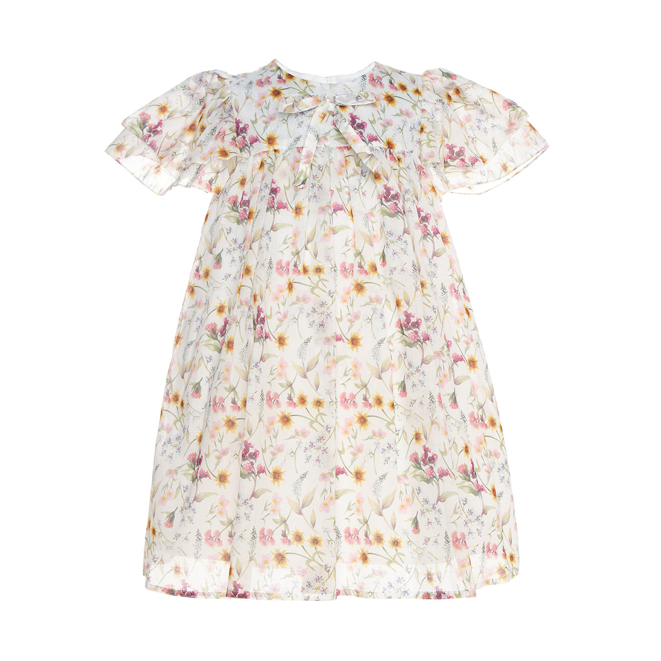 Eden Dress with Bow Cotton Chiffon, Multicolor