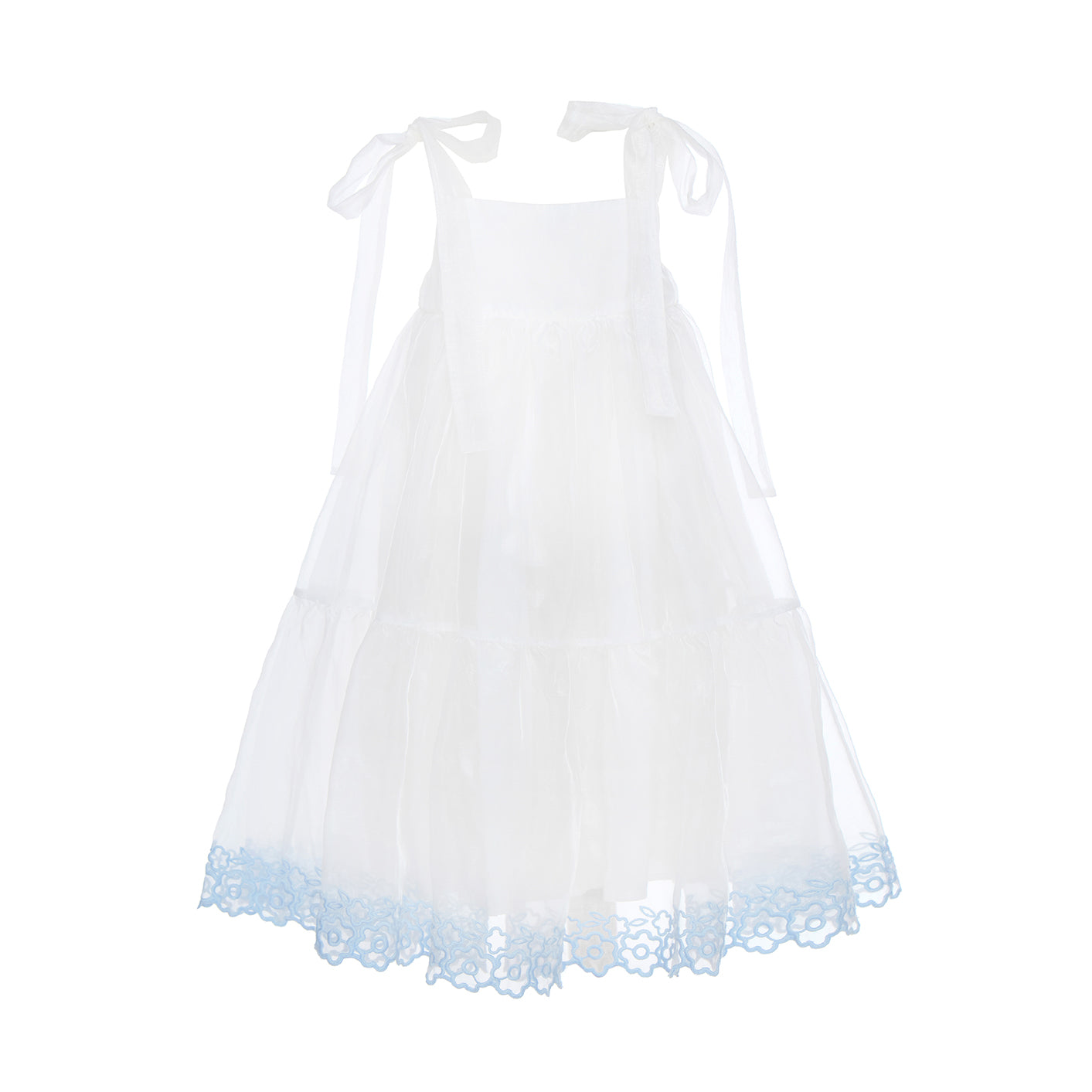 Stella Dress with Ties Chiffon, White