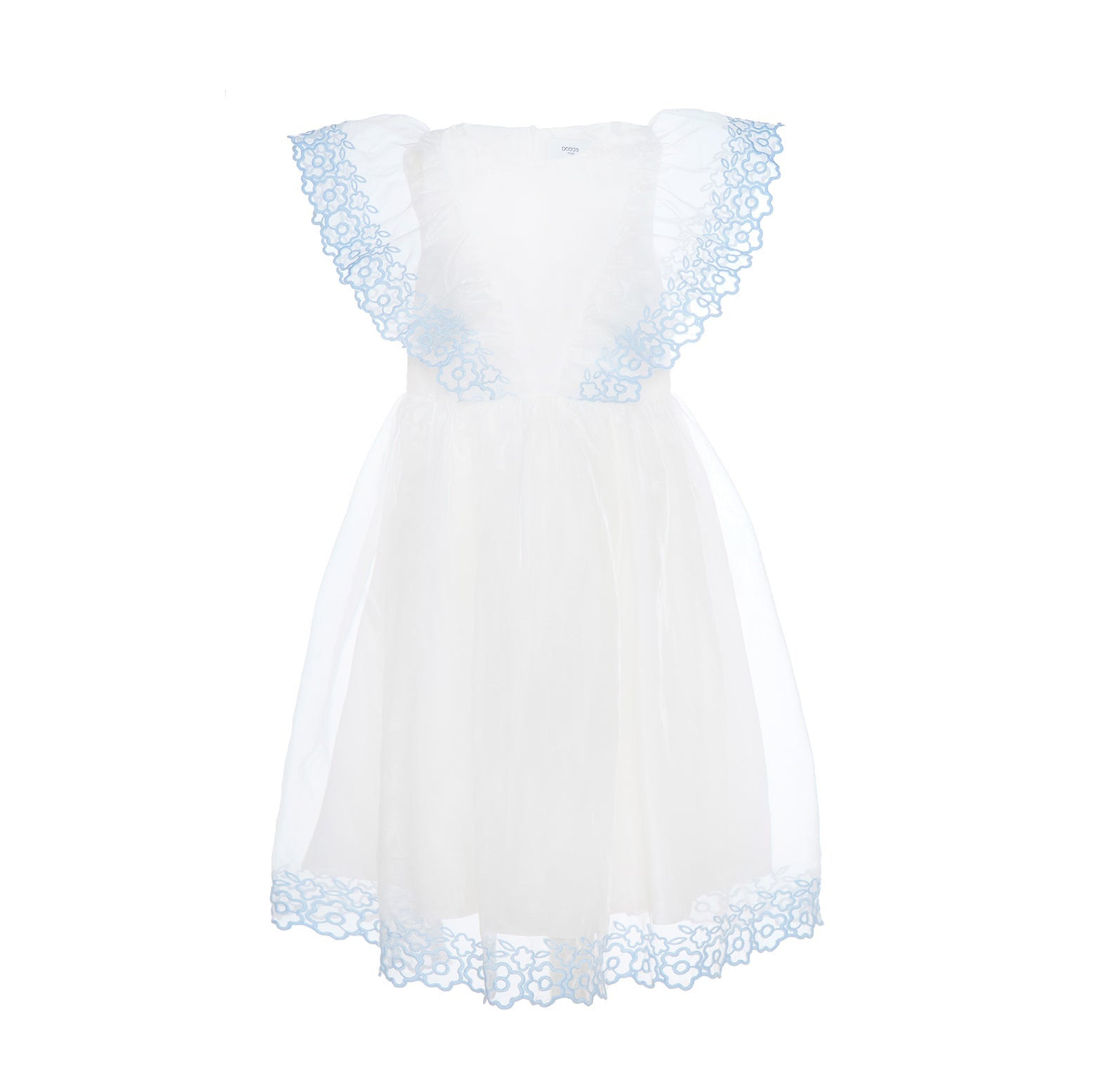 Stella šifona maxi kleita ar volāniem, balta