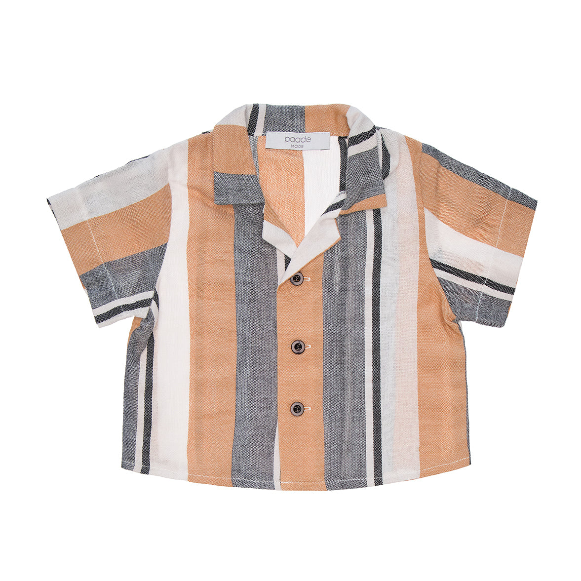 Harper Baby Shirt Cotton, Brown Stripes