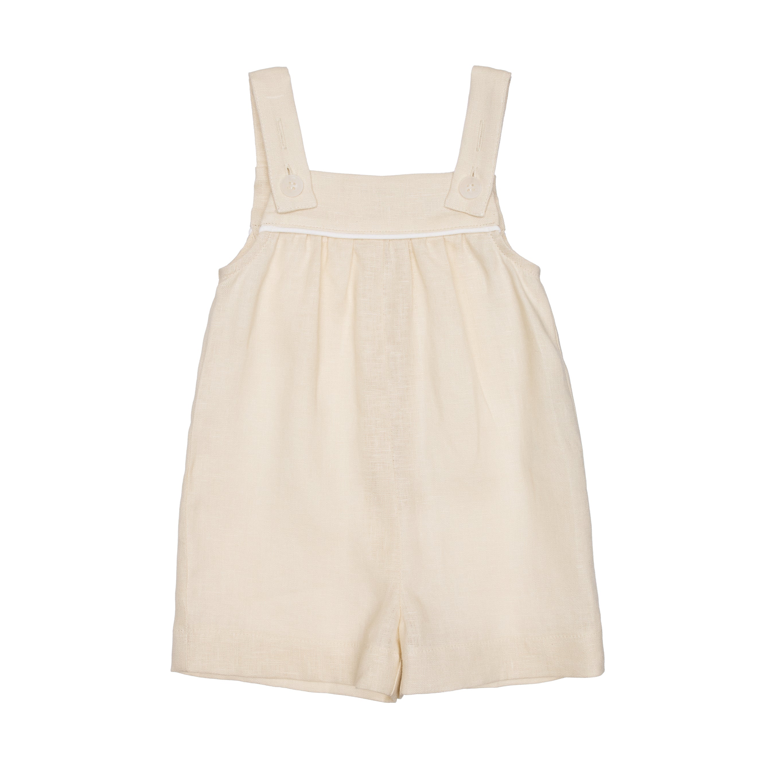 Special Edition Aria Baby Romper Linen with White Piping, Beige