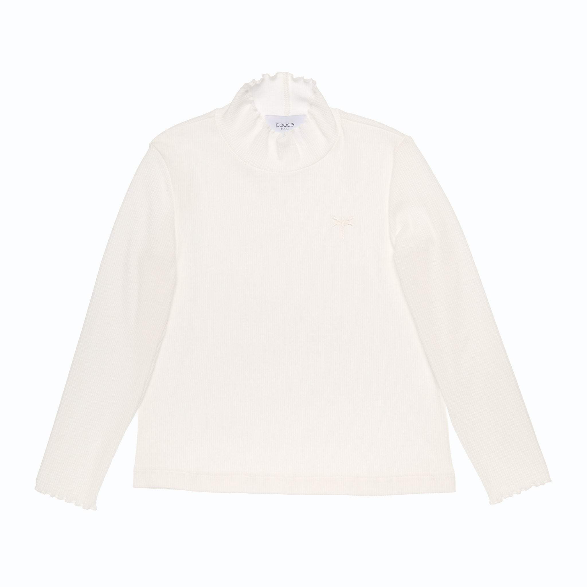 Dragonfly Cotton Turtleneck, White