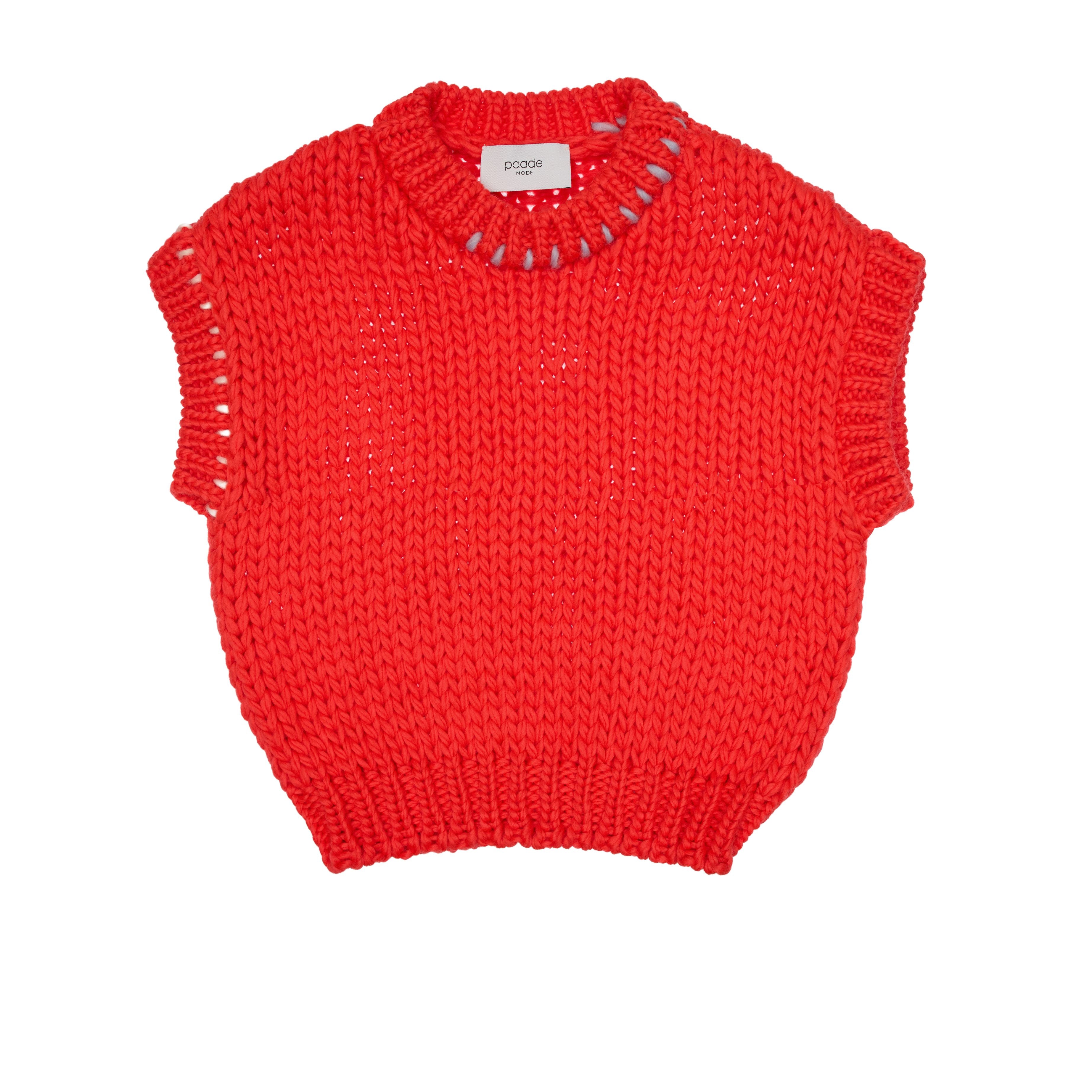 Lennox Crop Wool Vest Handmade, Red