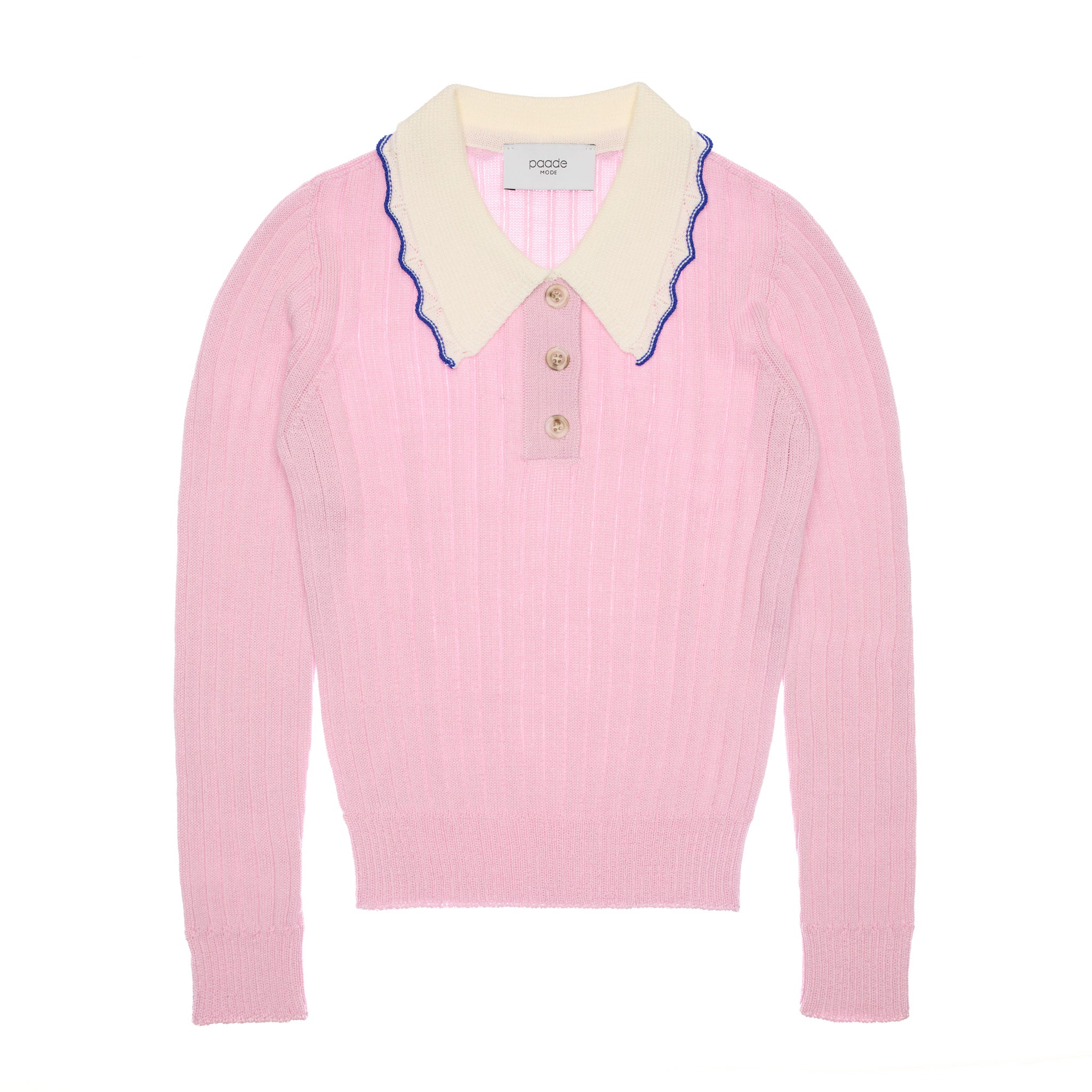 Harriet Merino Wool Polo Shirt Lace, Pink