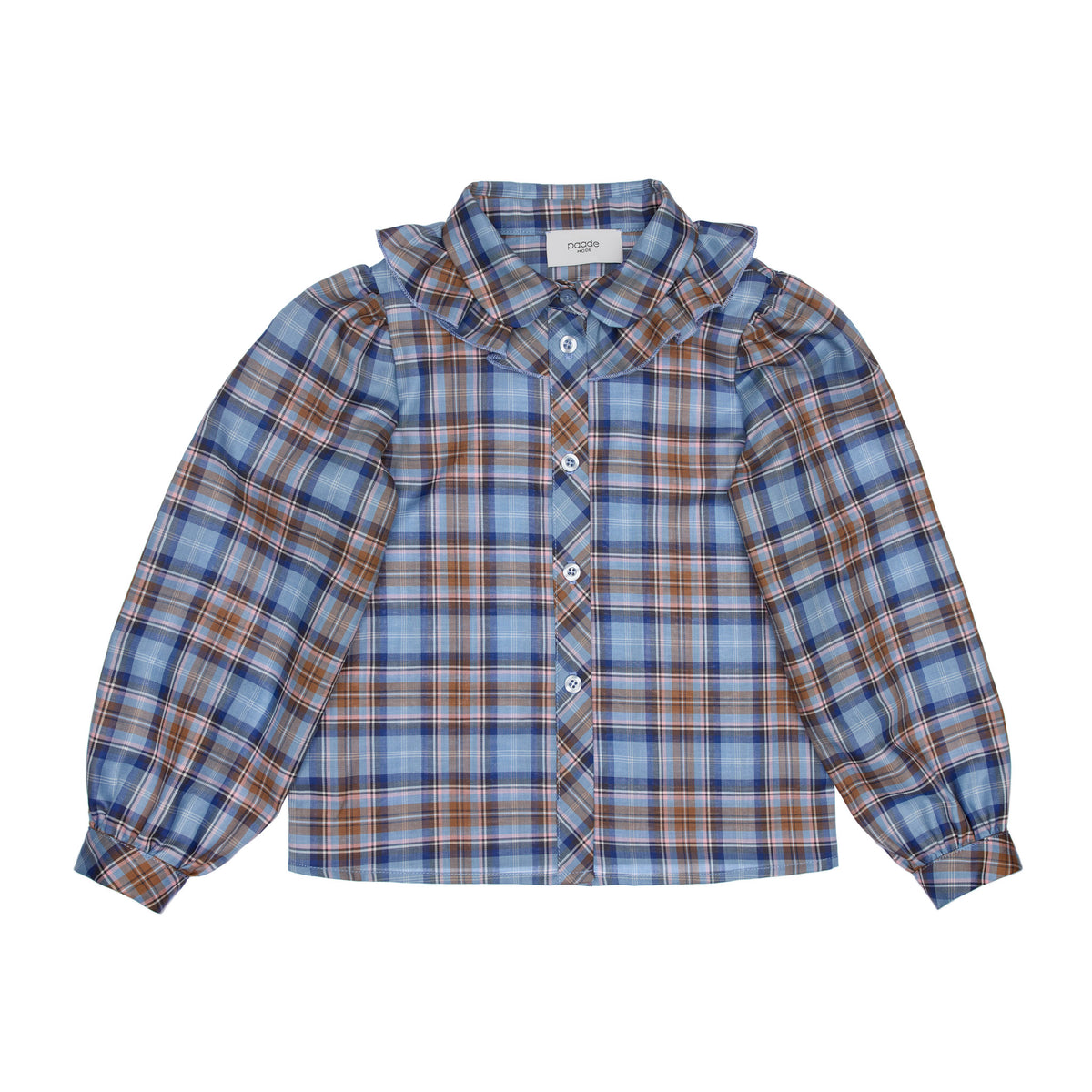 Willow Cotton Blouse with Ruffles, Blue