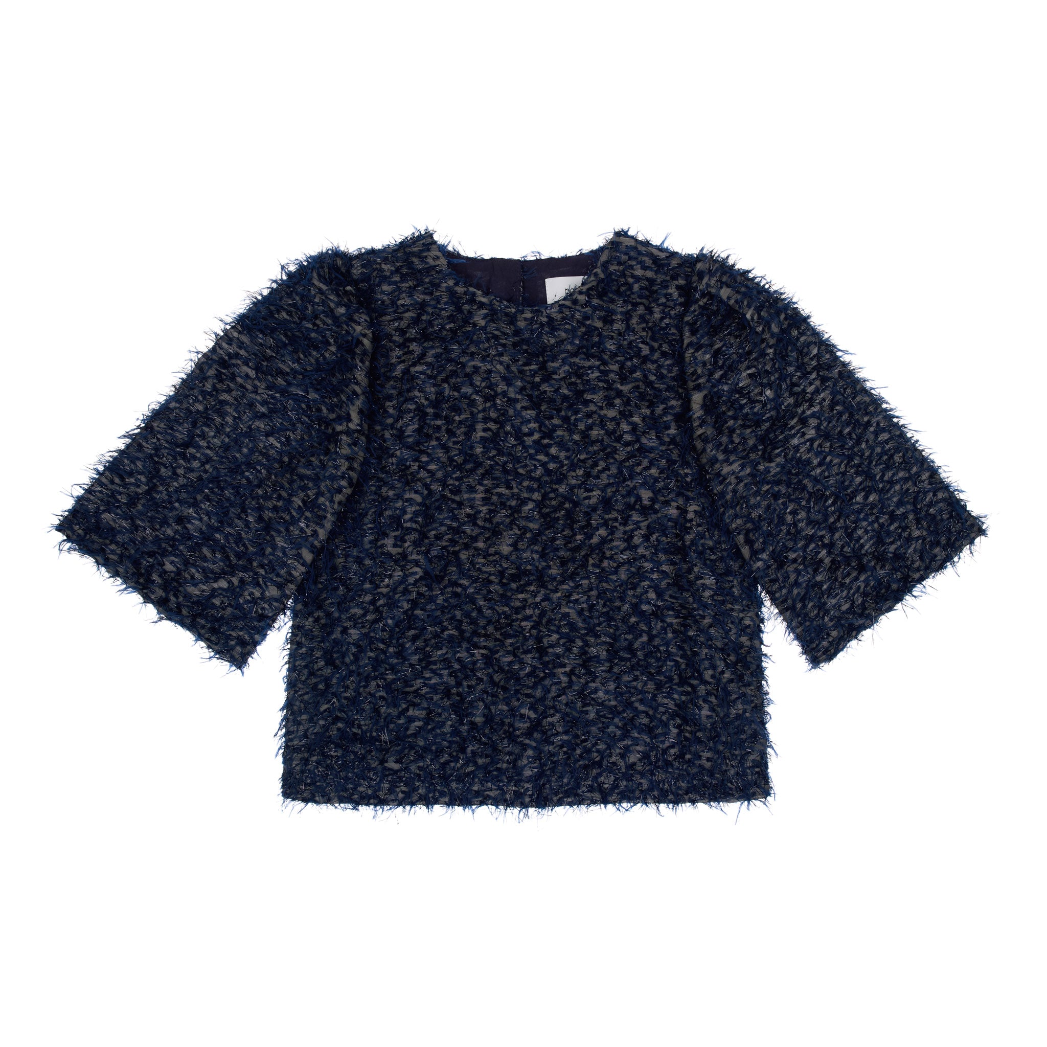 Gemma Fringe Sequin Blouse, Dark Blue