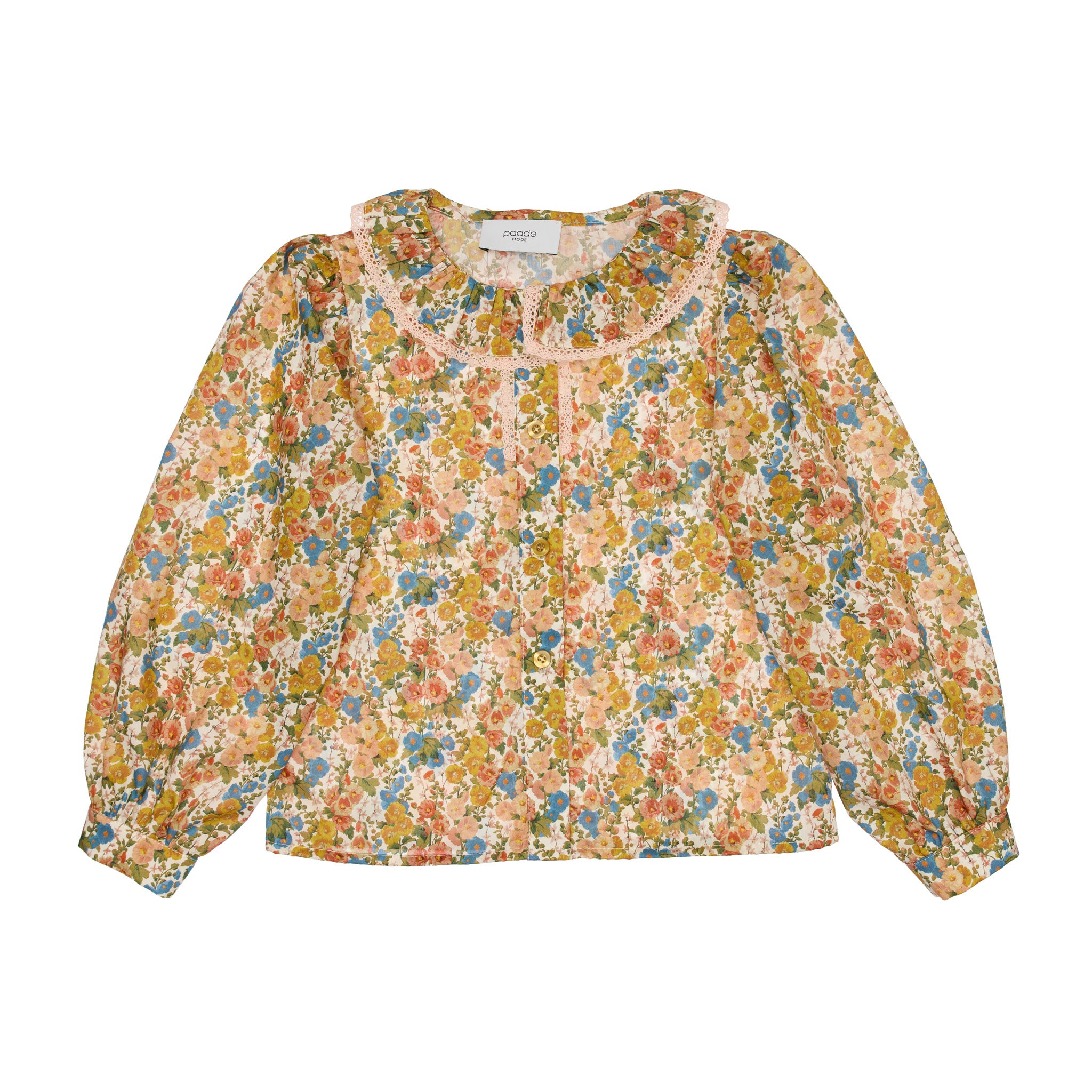 Alice Cotton Blouse With Frill Collar, Mustard