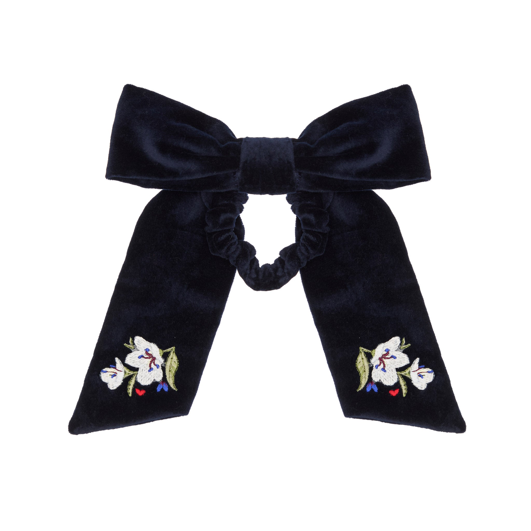 Haven Velvet Hairband with Embroidery, Blue