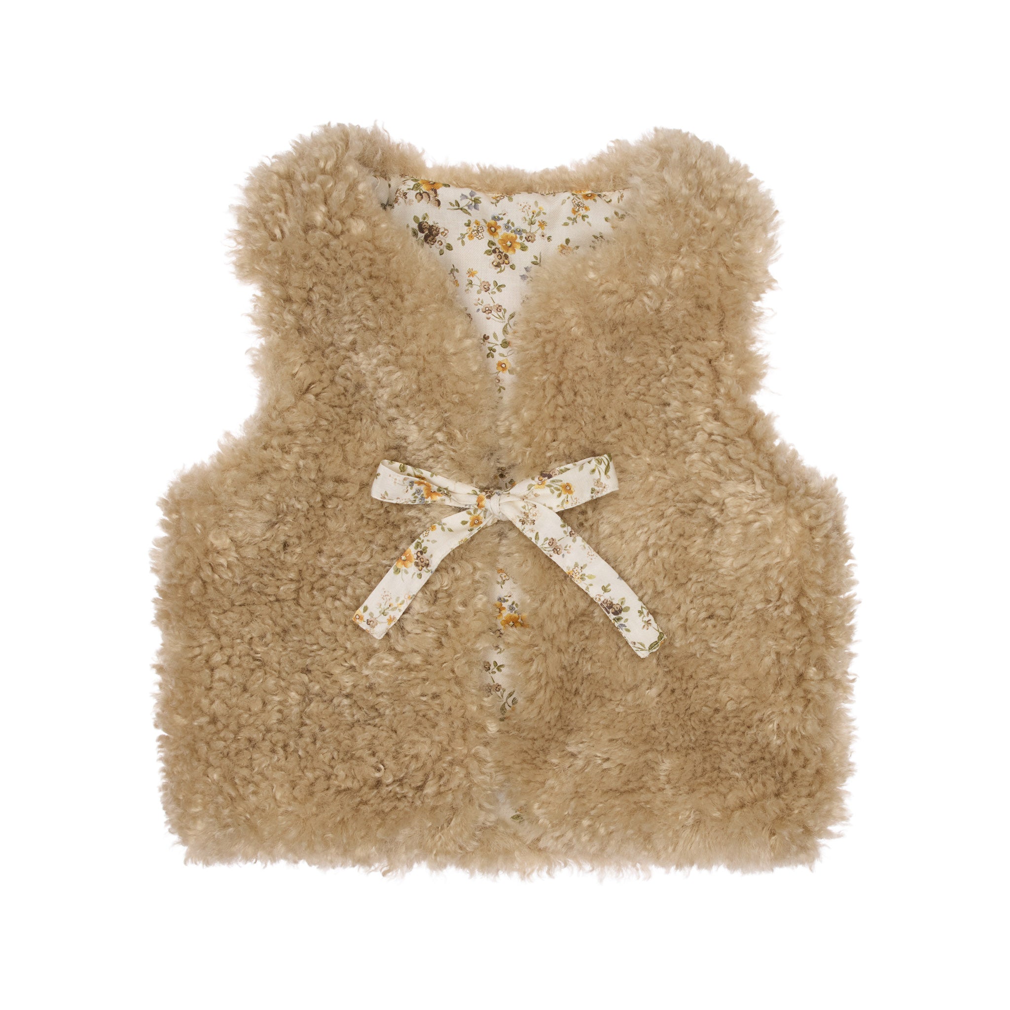 Teddy Faux Fur Vest, Beige