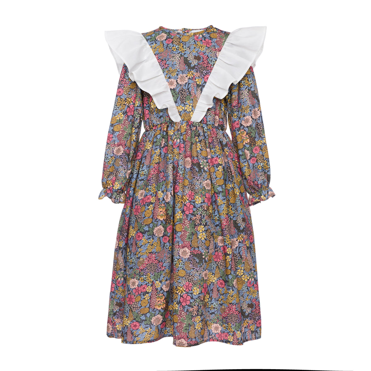 Penelope Viscose Dress With Ruffles, Blue
