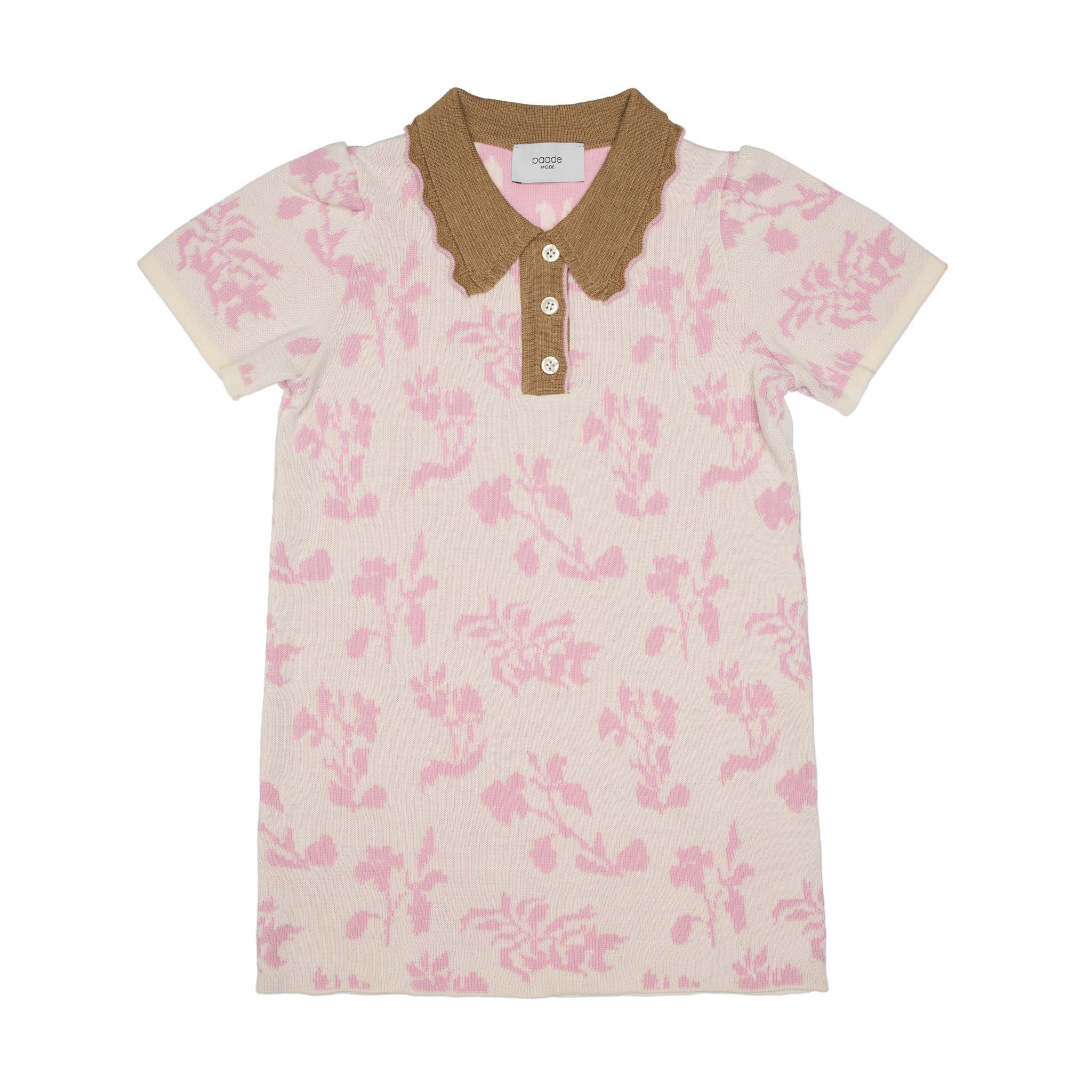 Rose Merino Wool Polo Dress, White