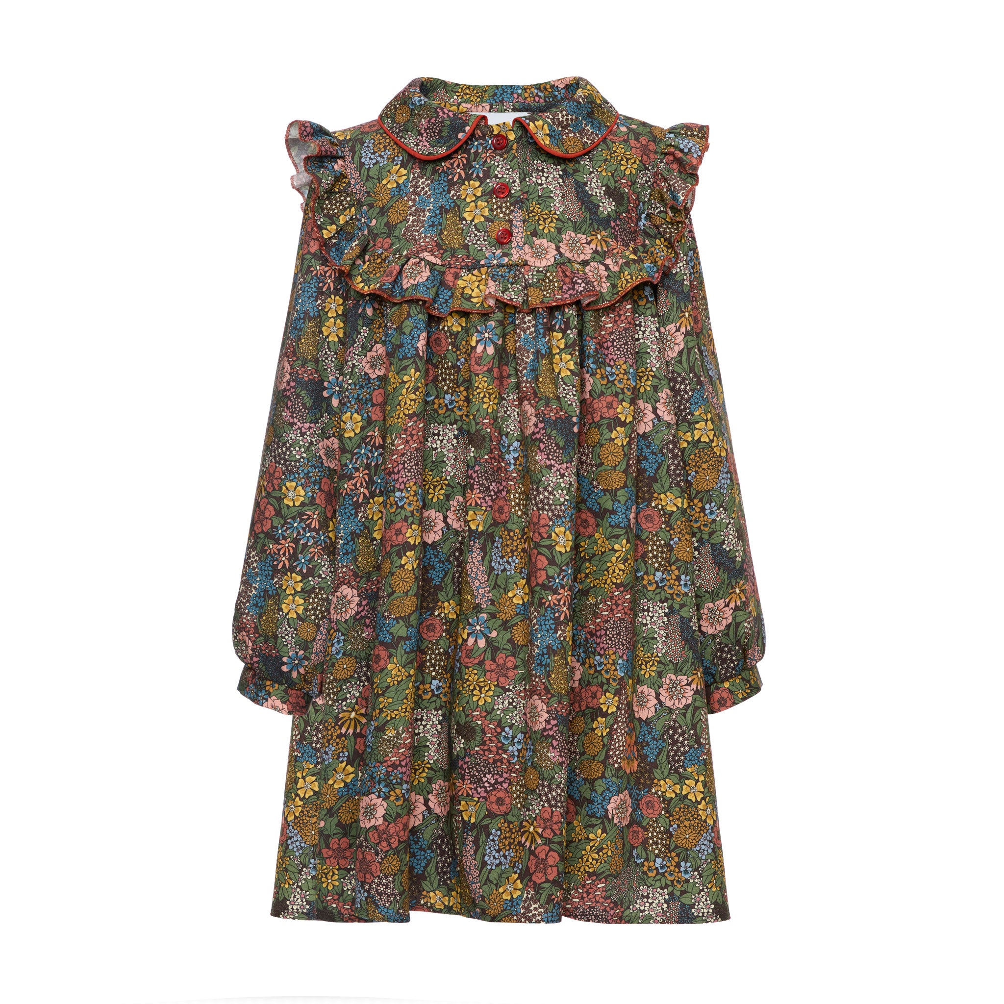 Penelope Viscose Dress With Collar, Green