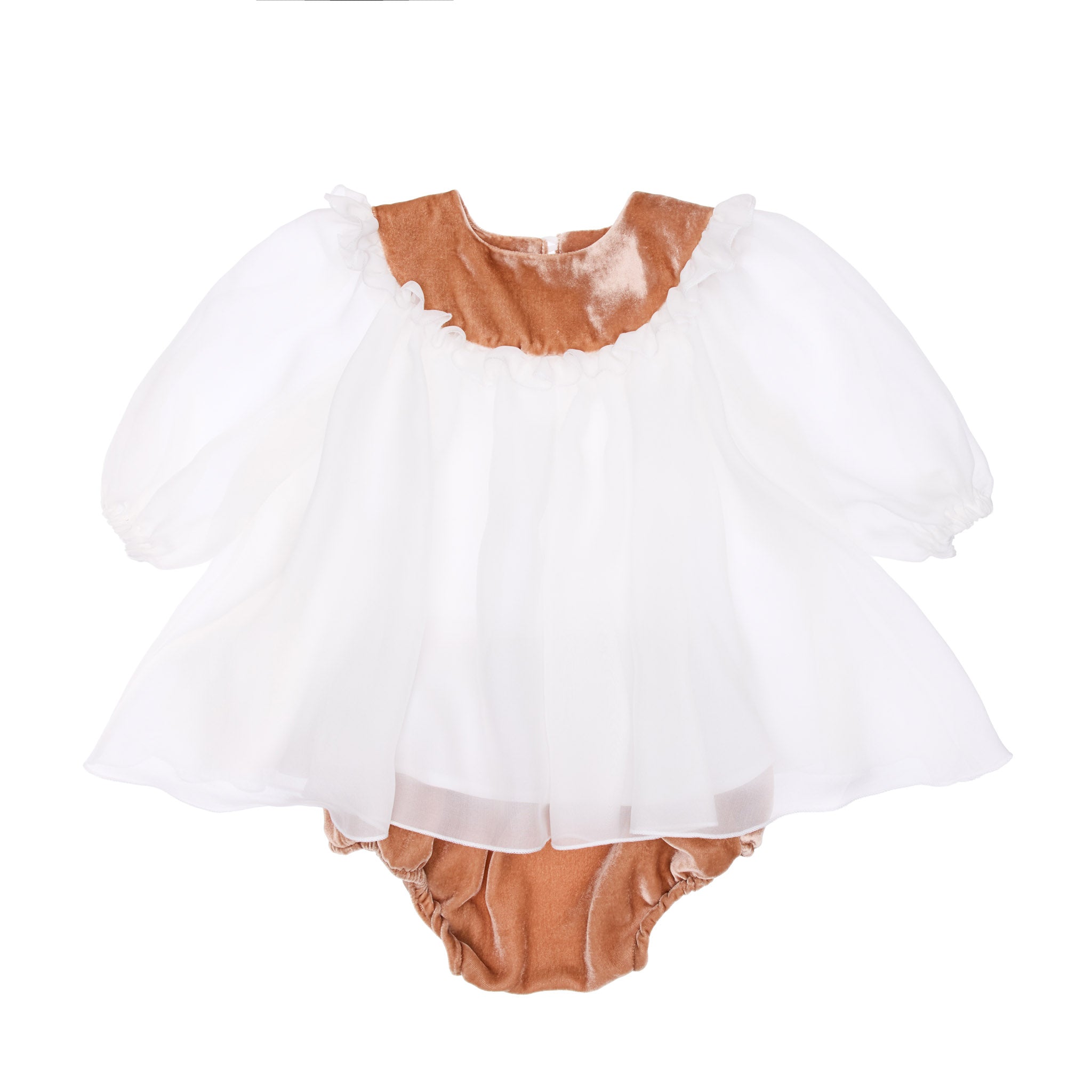 Lily Baby Dress and Bloomers Set Silk, White
