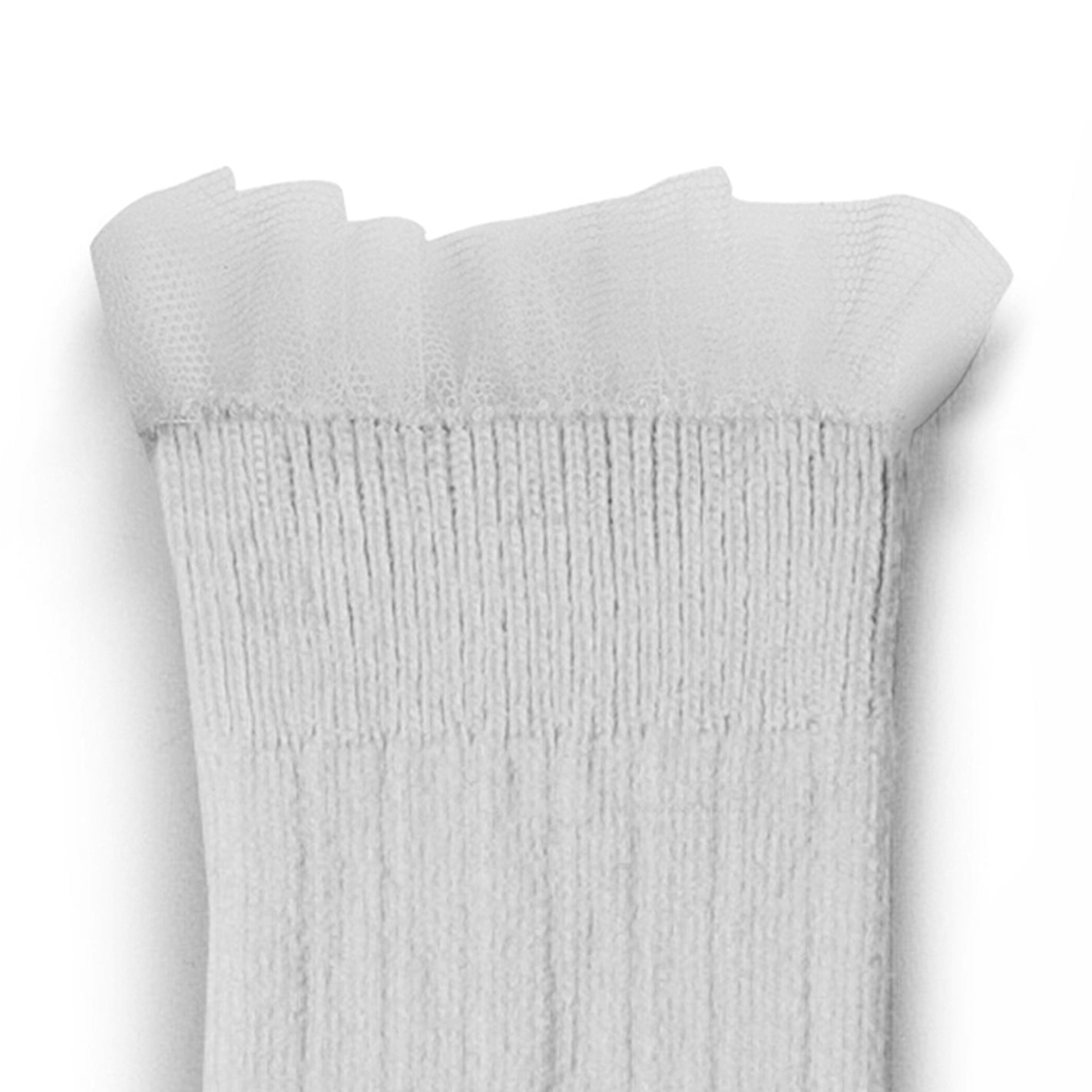 Tulle Frill Ribbed Knee-high Socks Manon, Snow White