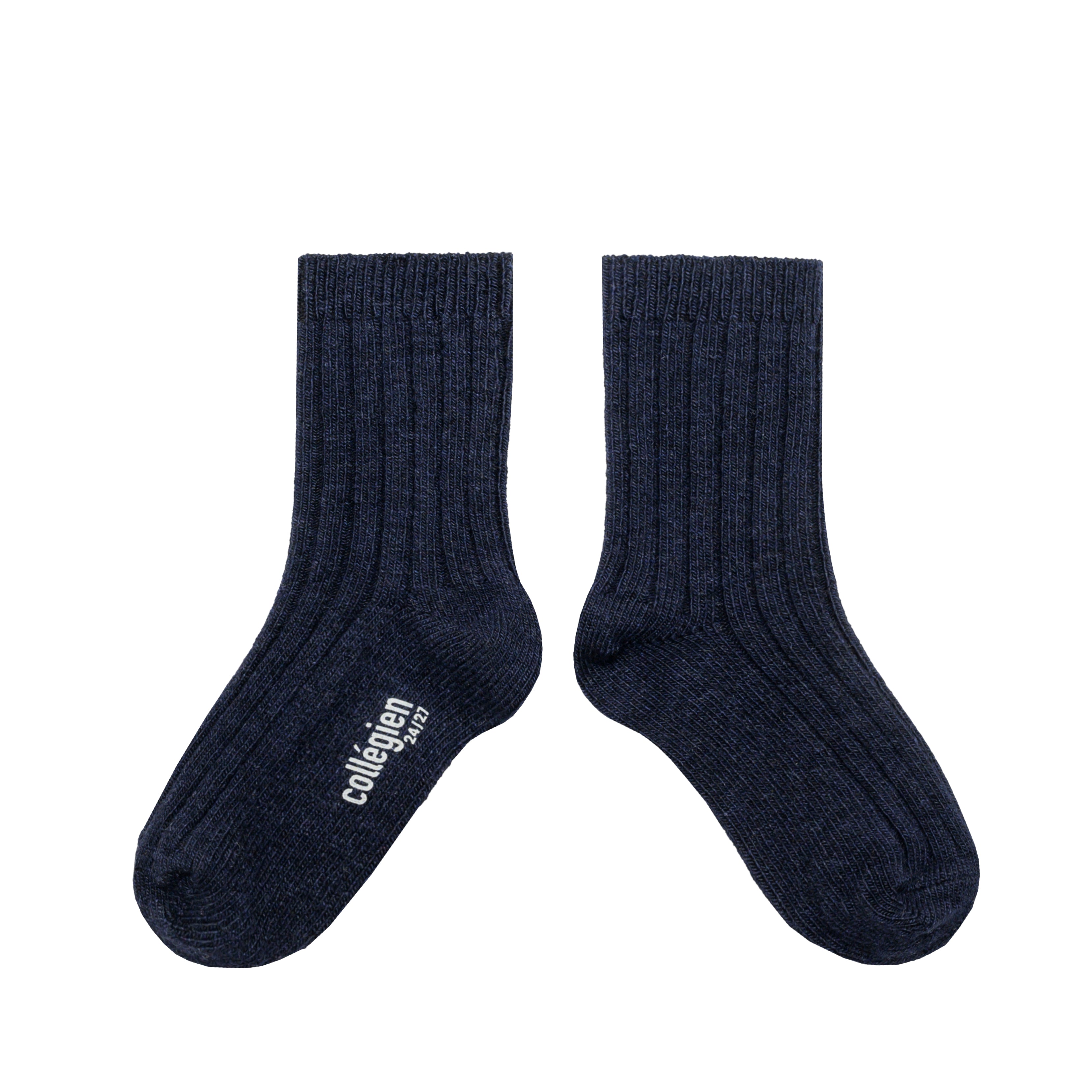 Wool & Cashmere Ribbed Crew Socks Chamois, Nightfall