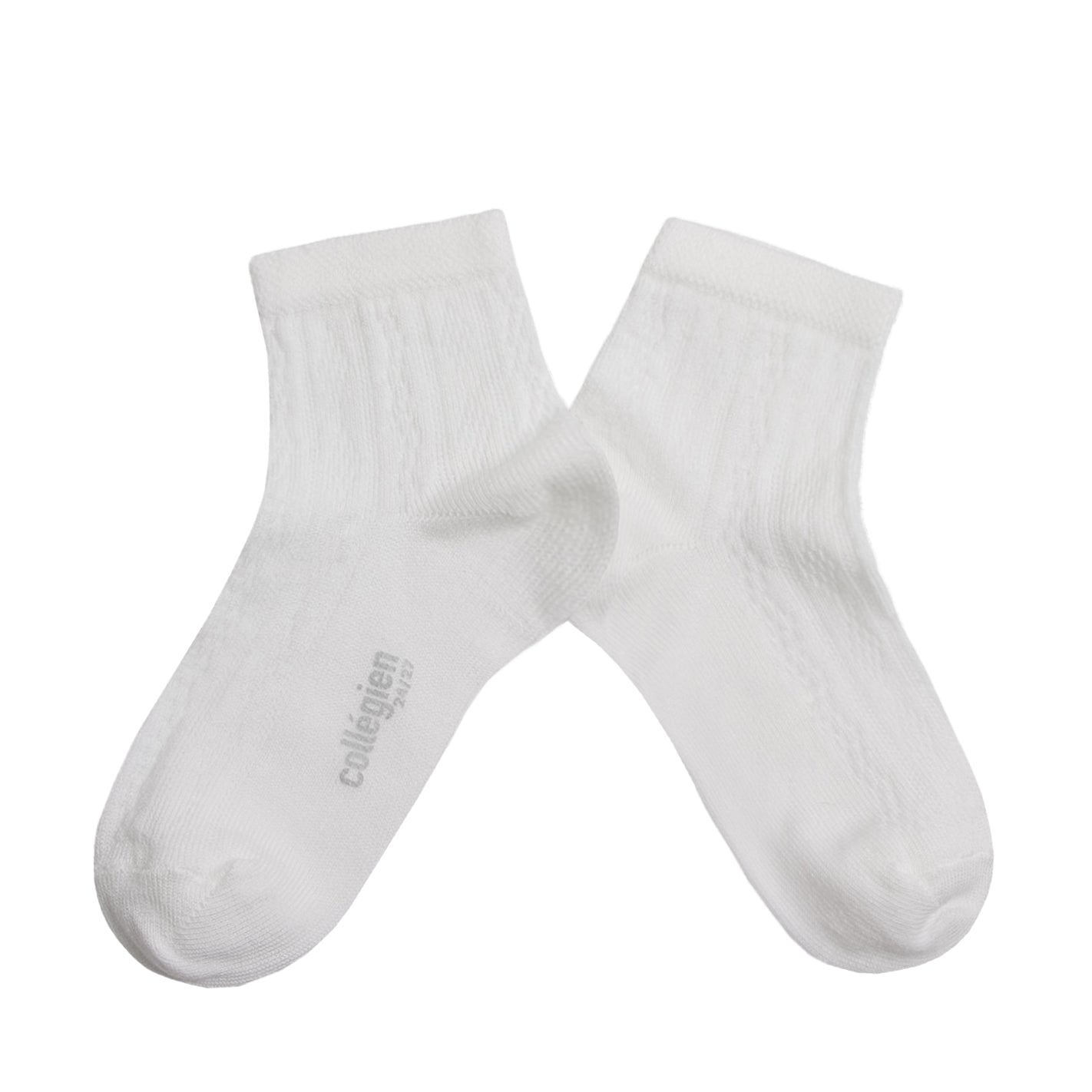 Crochet knit short socks Antoinette, Snow White