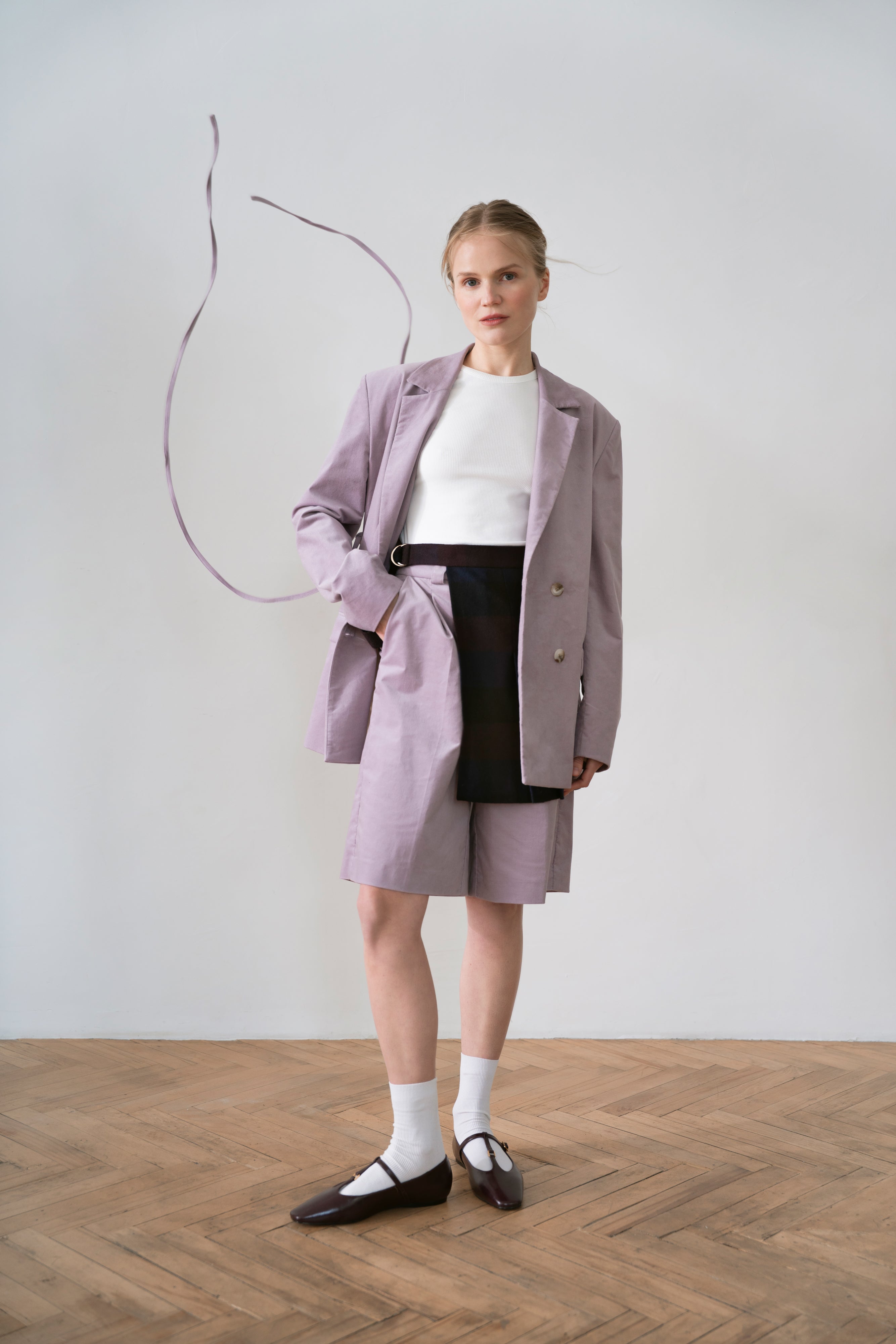 Velvet Double Breasted Jacket Brando, Violet