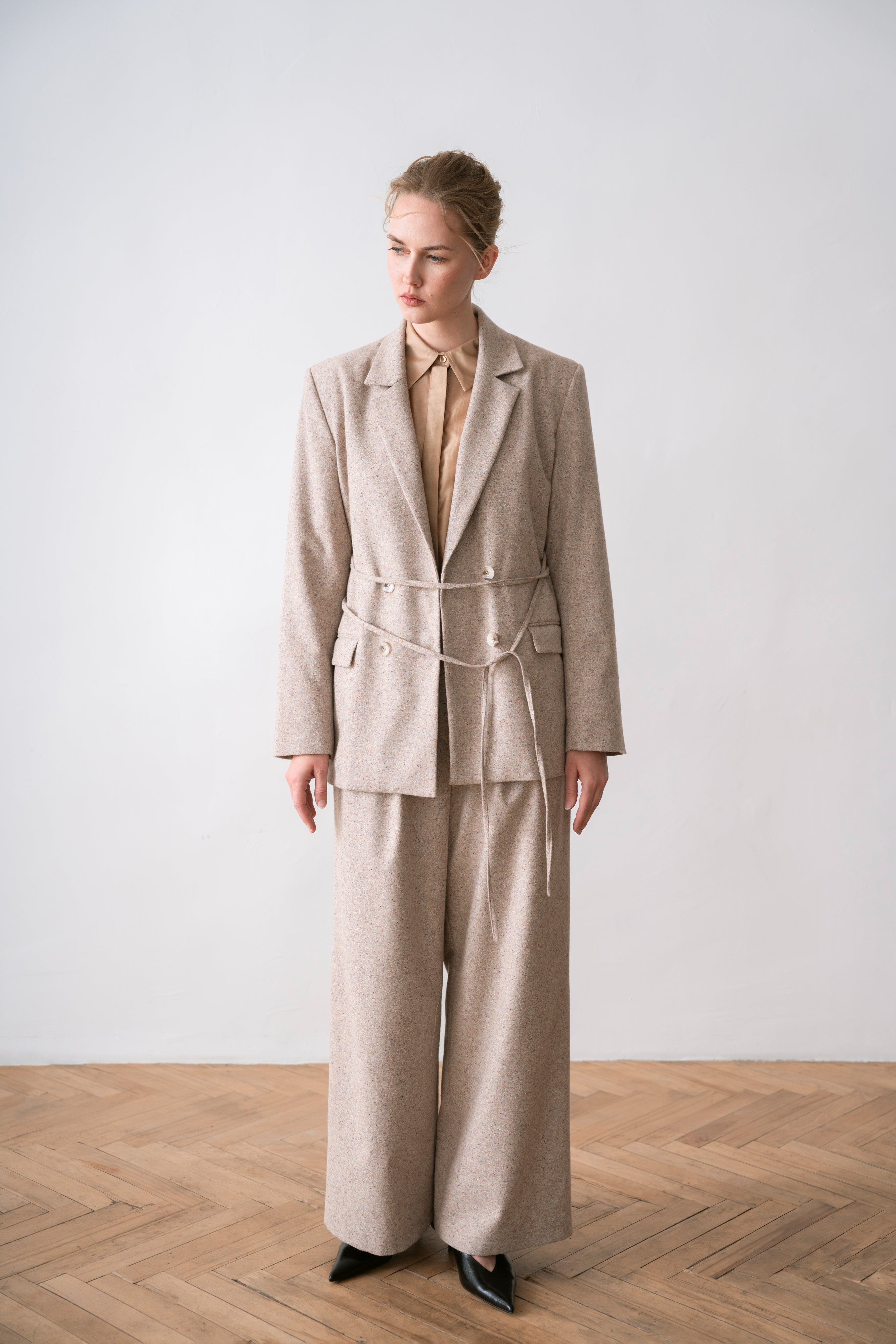 Wool Women's Double Breasted Jacket Avena, Grey