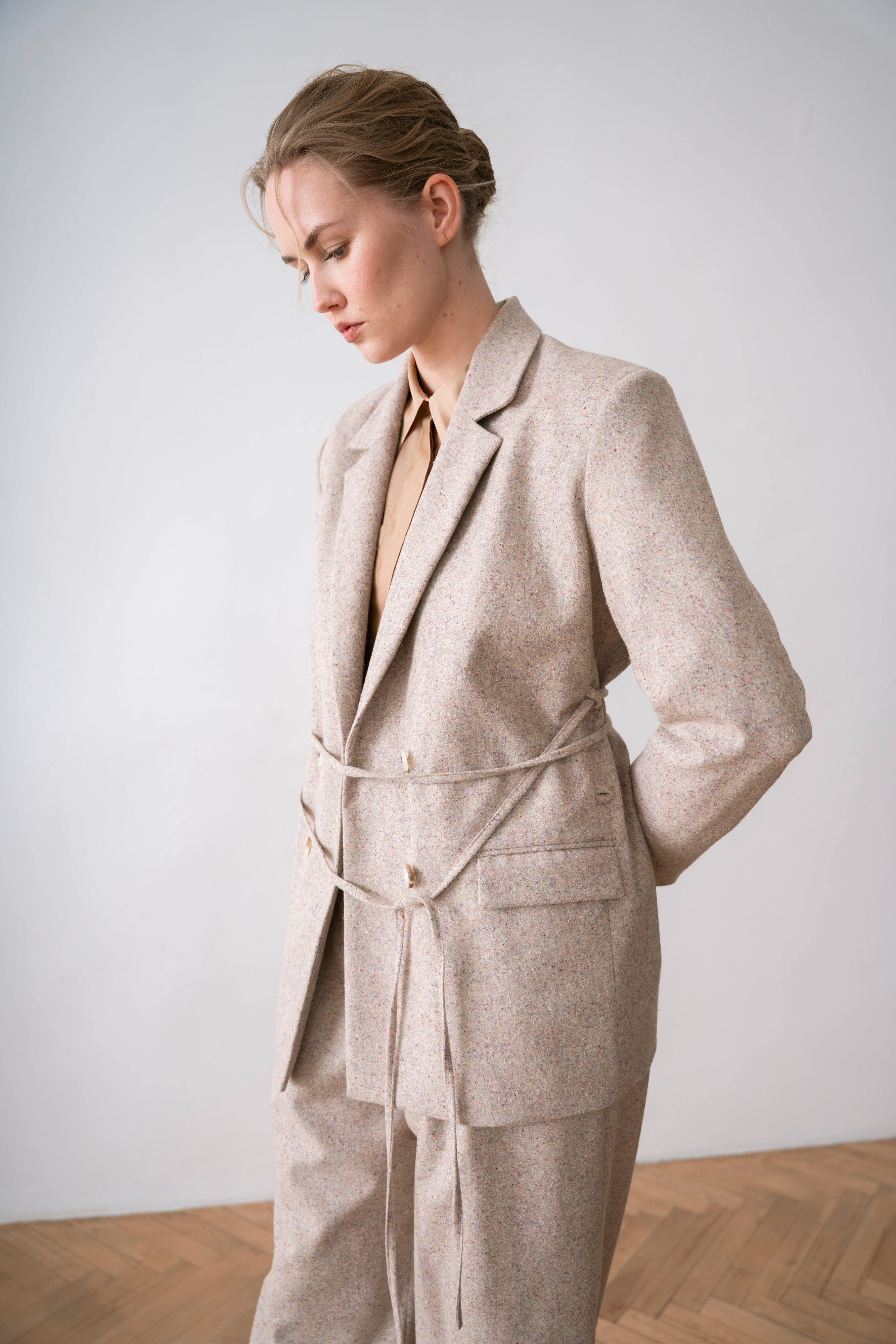 Wool Women's Double Breasted Jacket Avena, Grey