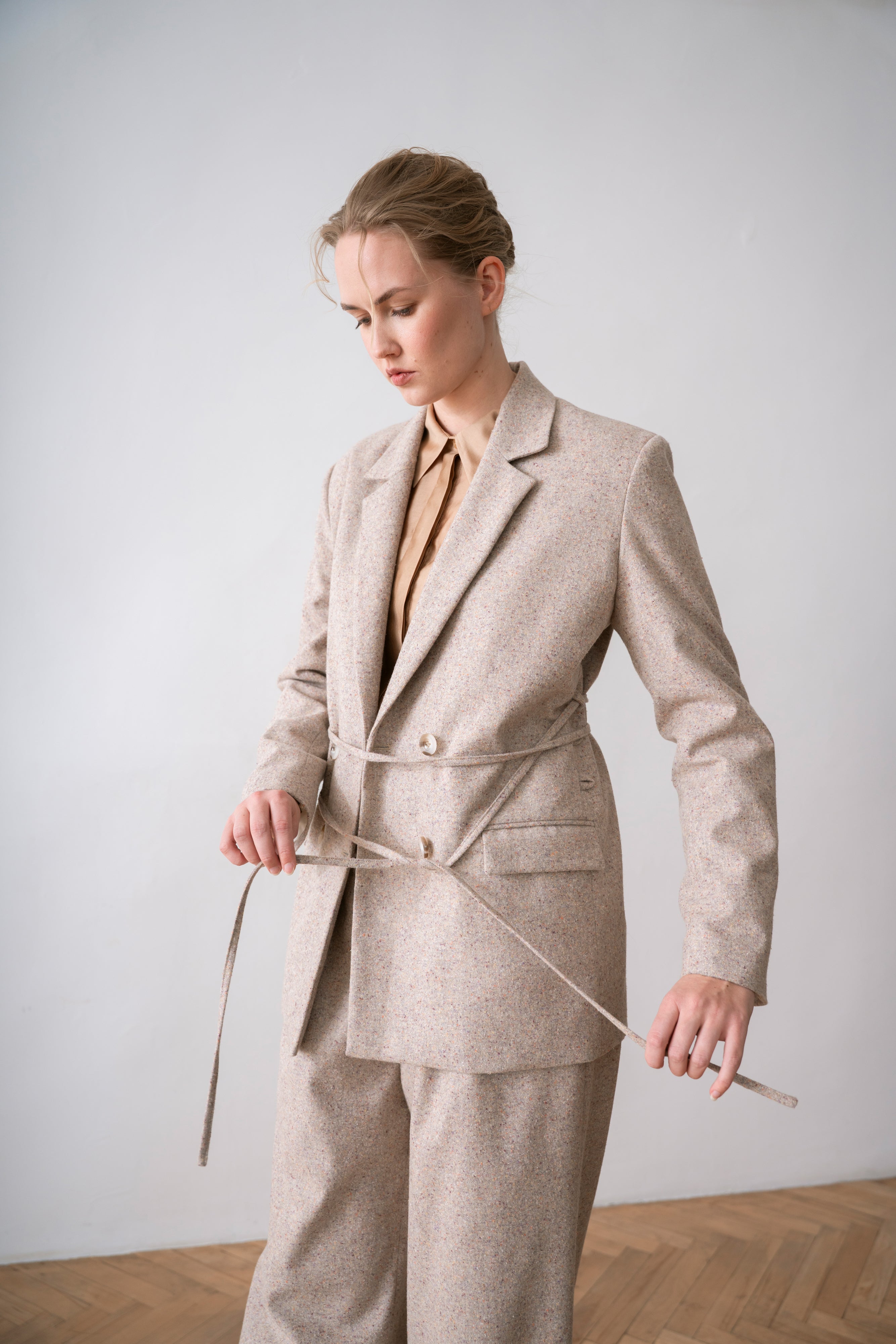 Wool Women's Double Breasted Jacket Avena, Grey