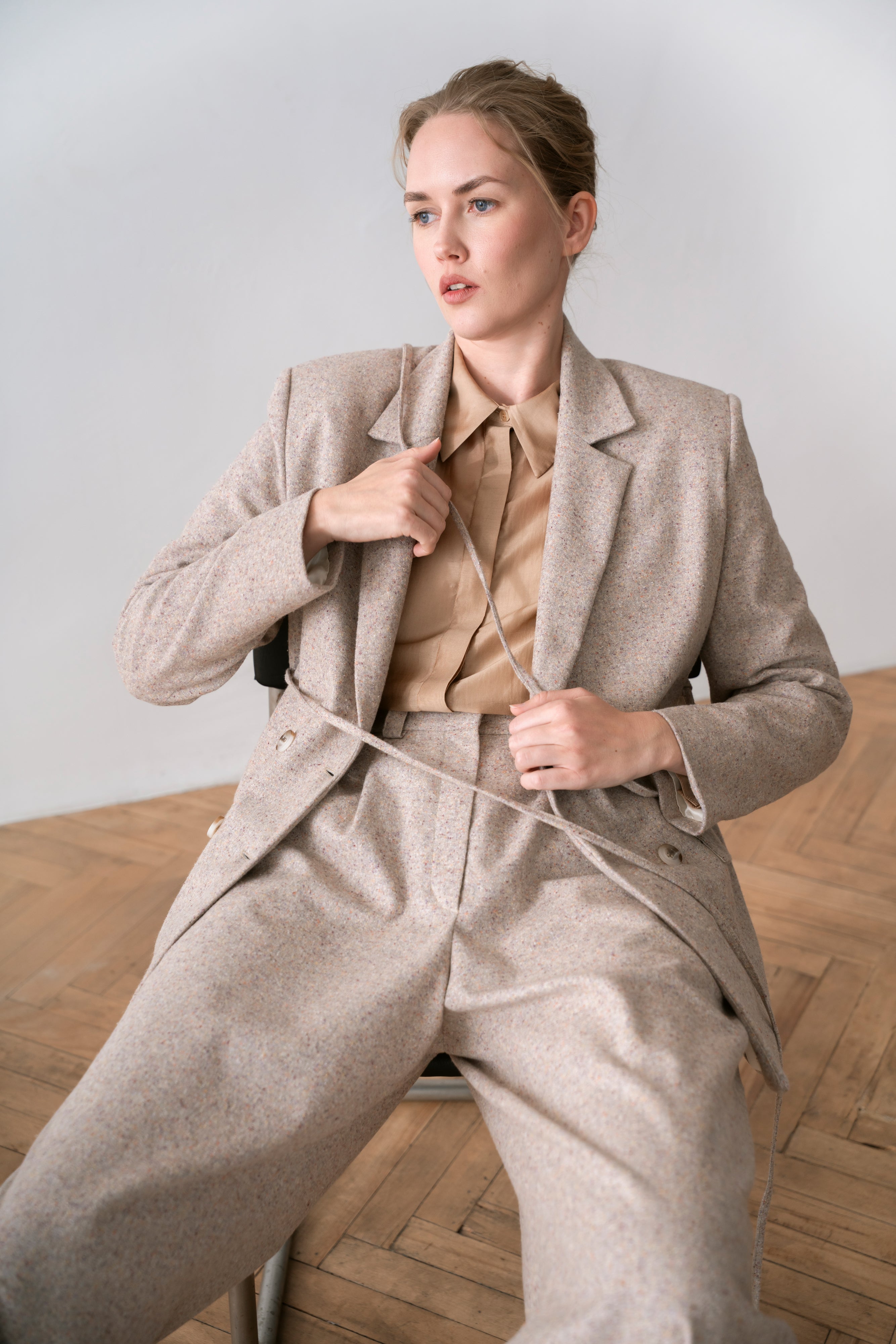 Wool Women's Double Breasted Jacket Avena, Grey
