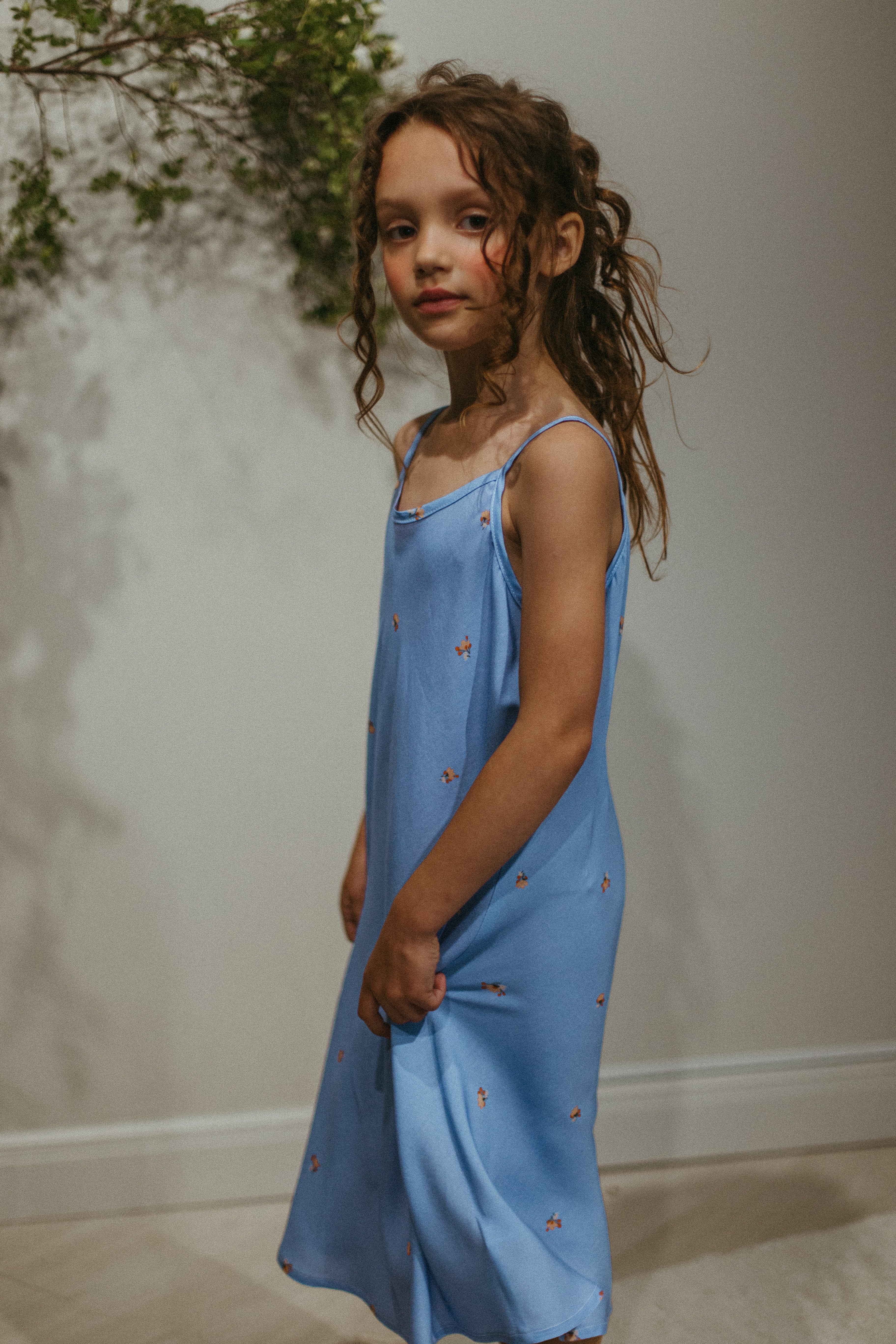 Wednesday Cotton Slip Dress, Blue