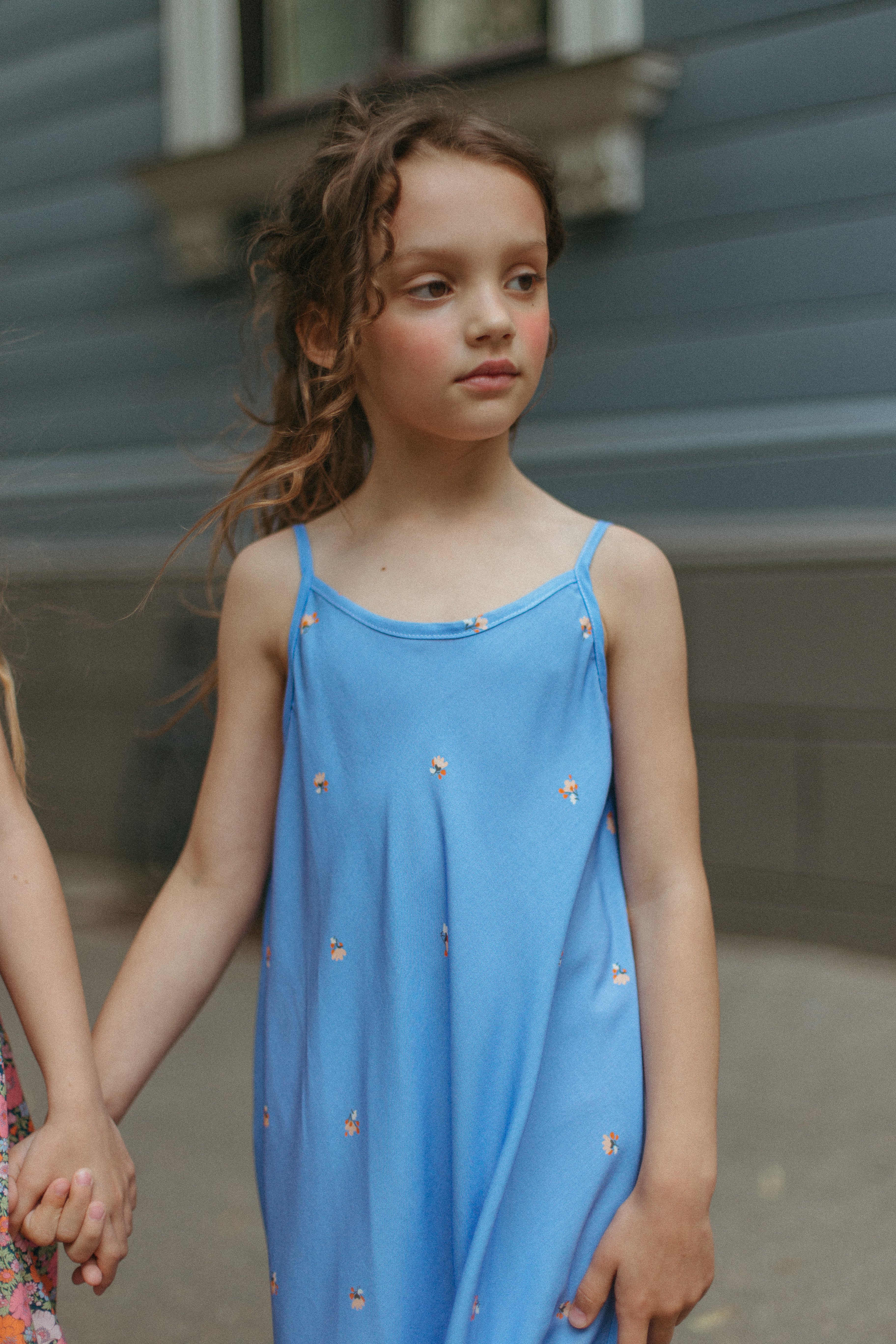 Wednesday Cotton Slip Dress, Blue