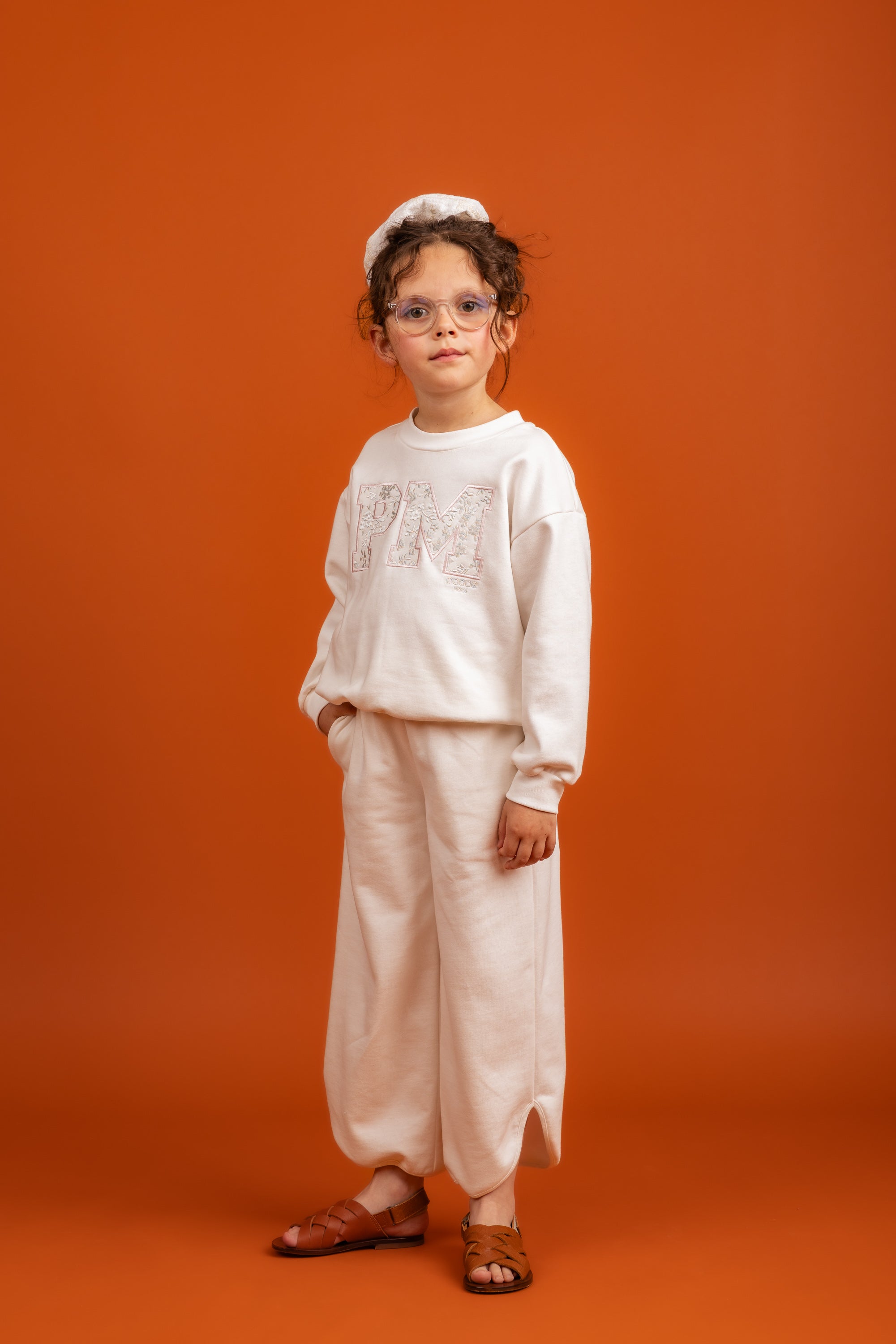 Nolan Wide Leg Joggers Cotton, White