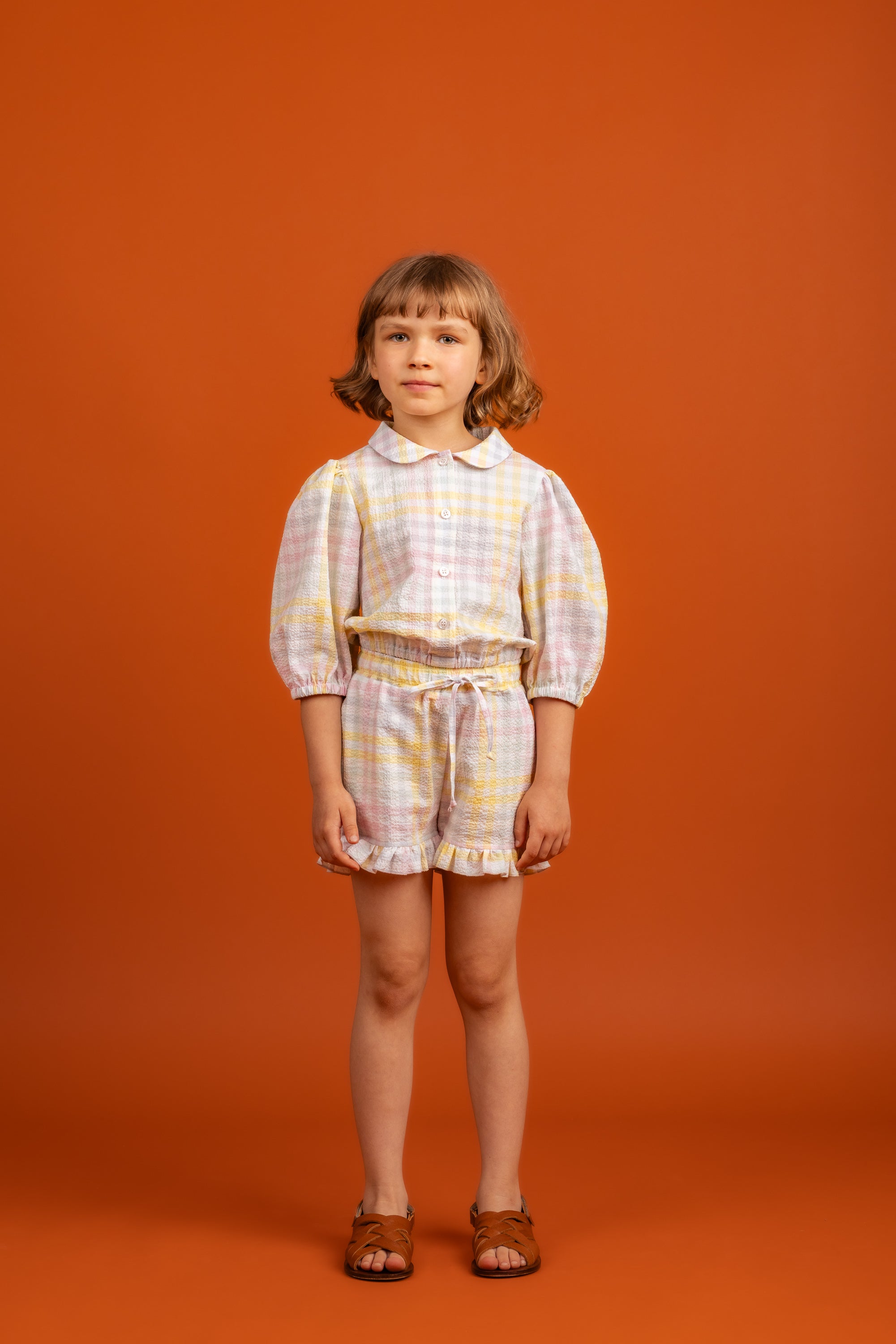 Marisa Shorts Cotton, Pastel Checks