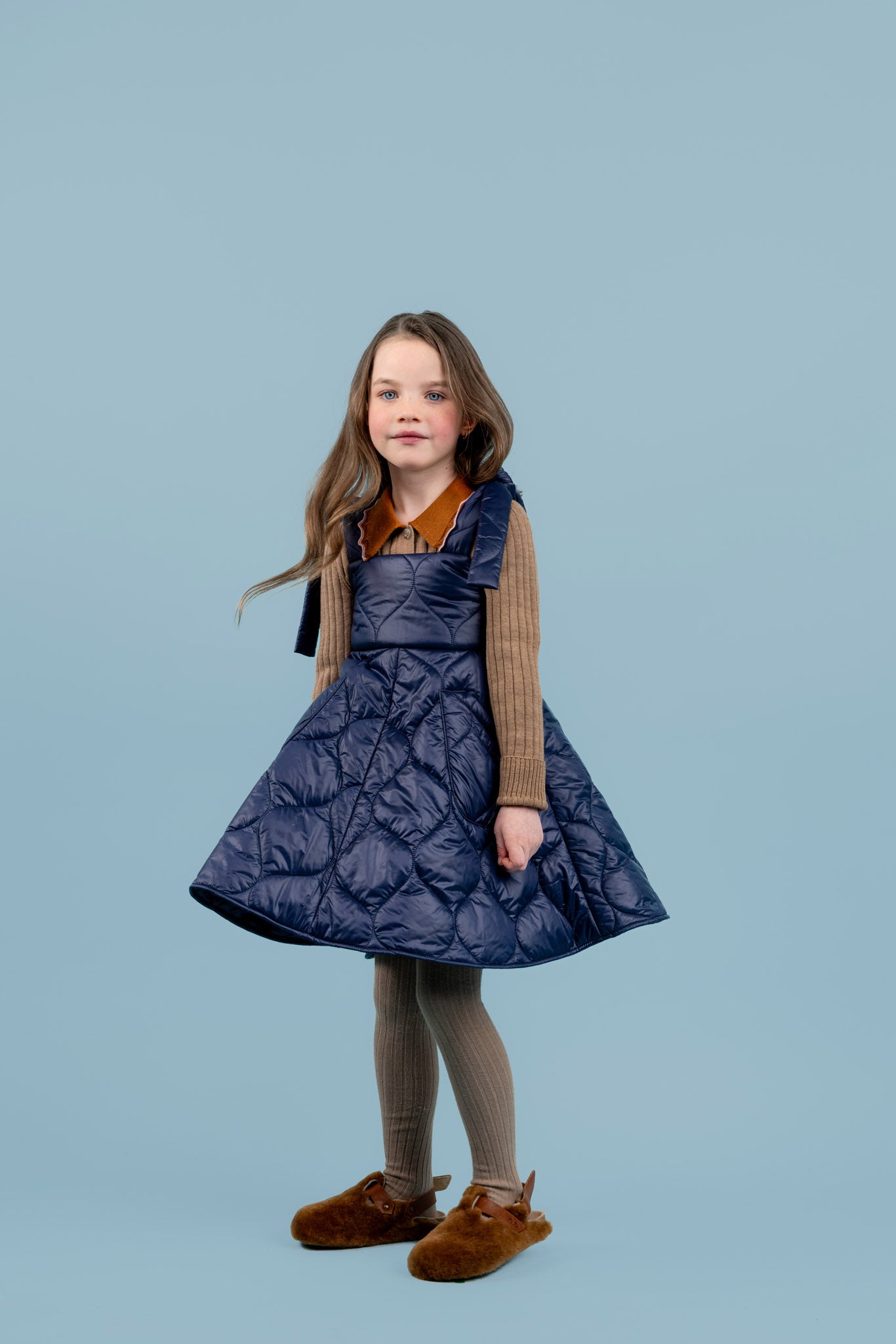 Felix Puffer Pinafore Dress, Luminous Blue