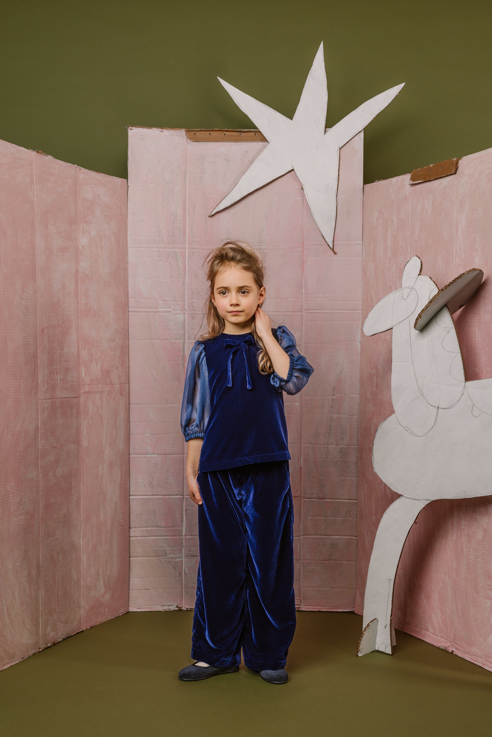 Velvet Wide Leg Trousers Aurora, Blue