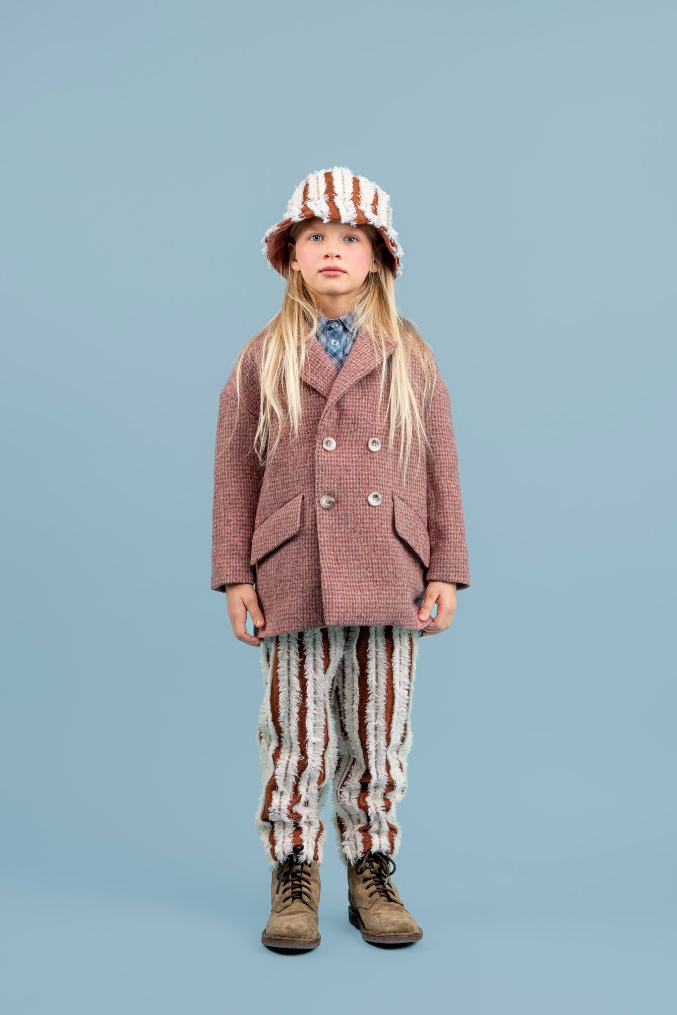 Chloe Wool Oversized Coat, Pink