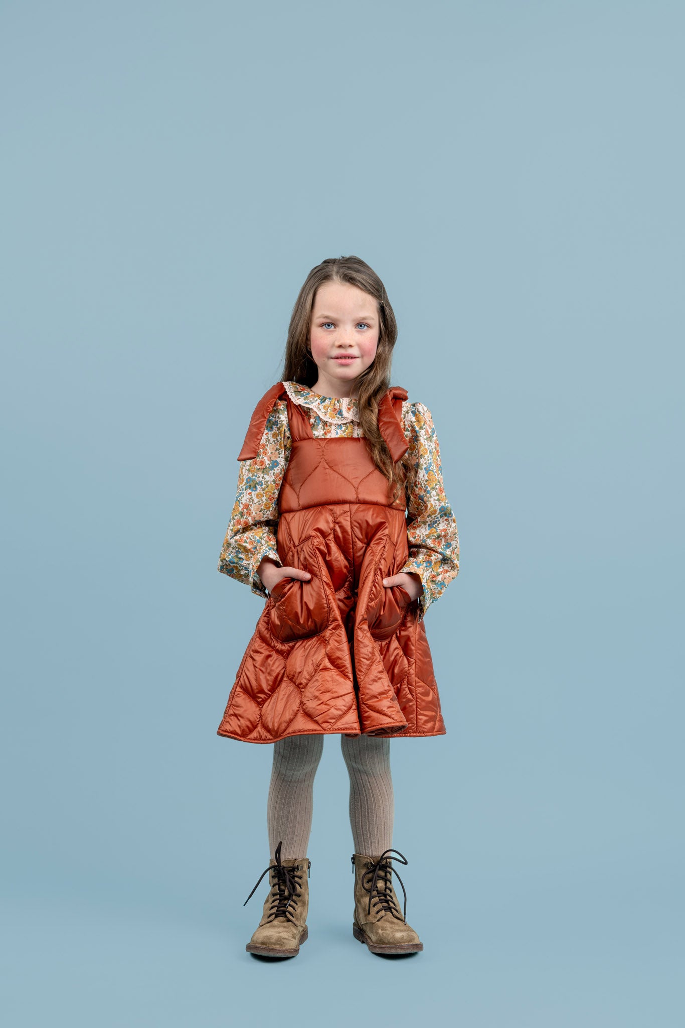Felix Puffer Pinafore Dress, Caramel