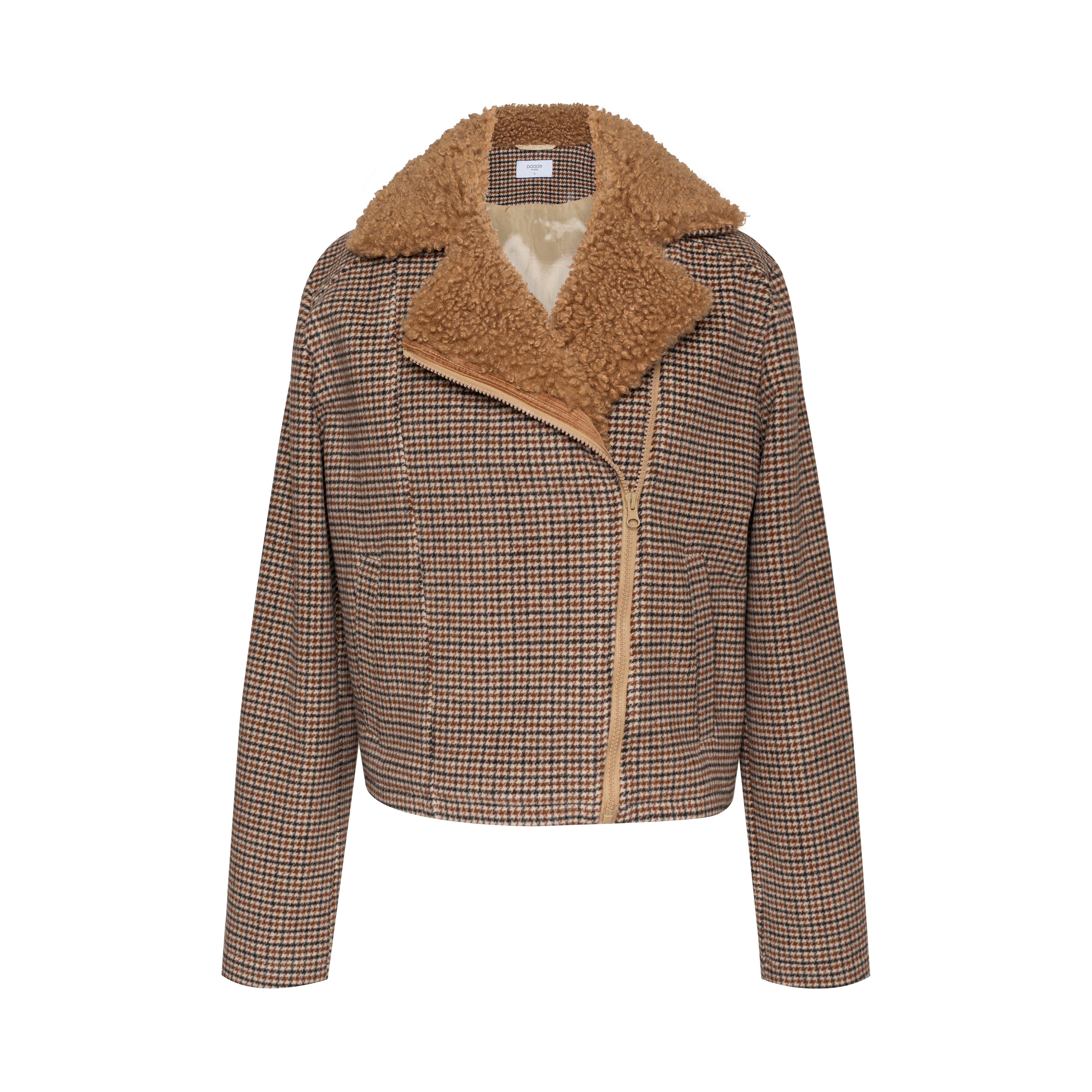 Virgin Wool Women's Jacket Houndstooth, Brown