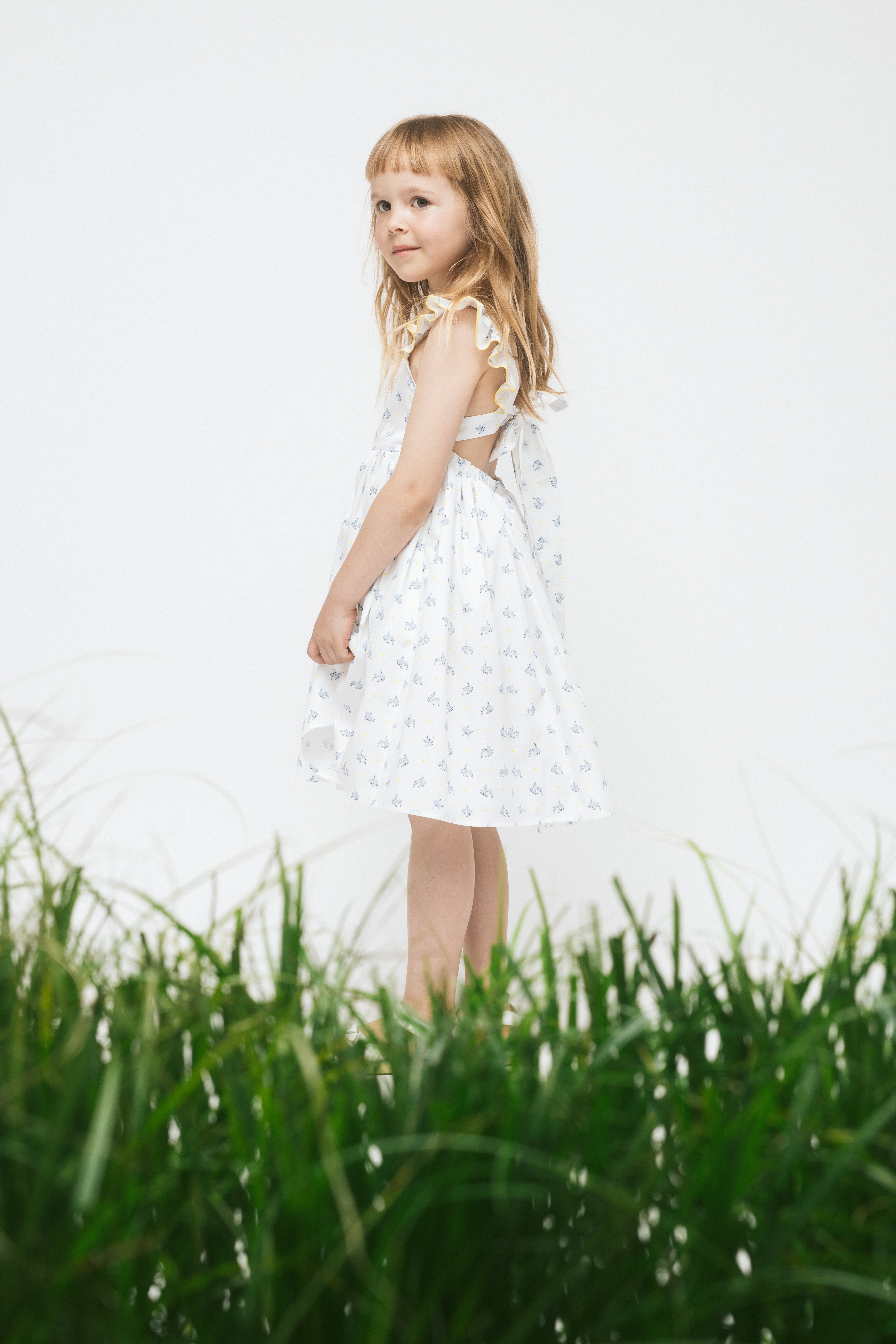 Cotton Tie Back Dress Pearl, White