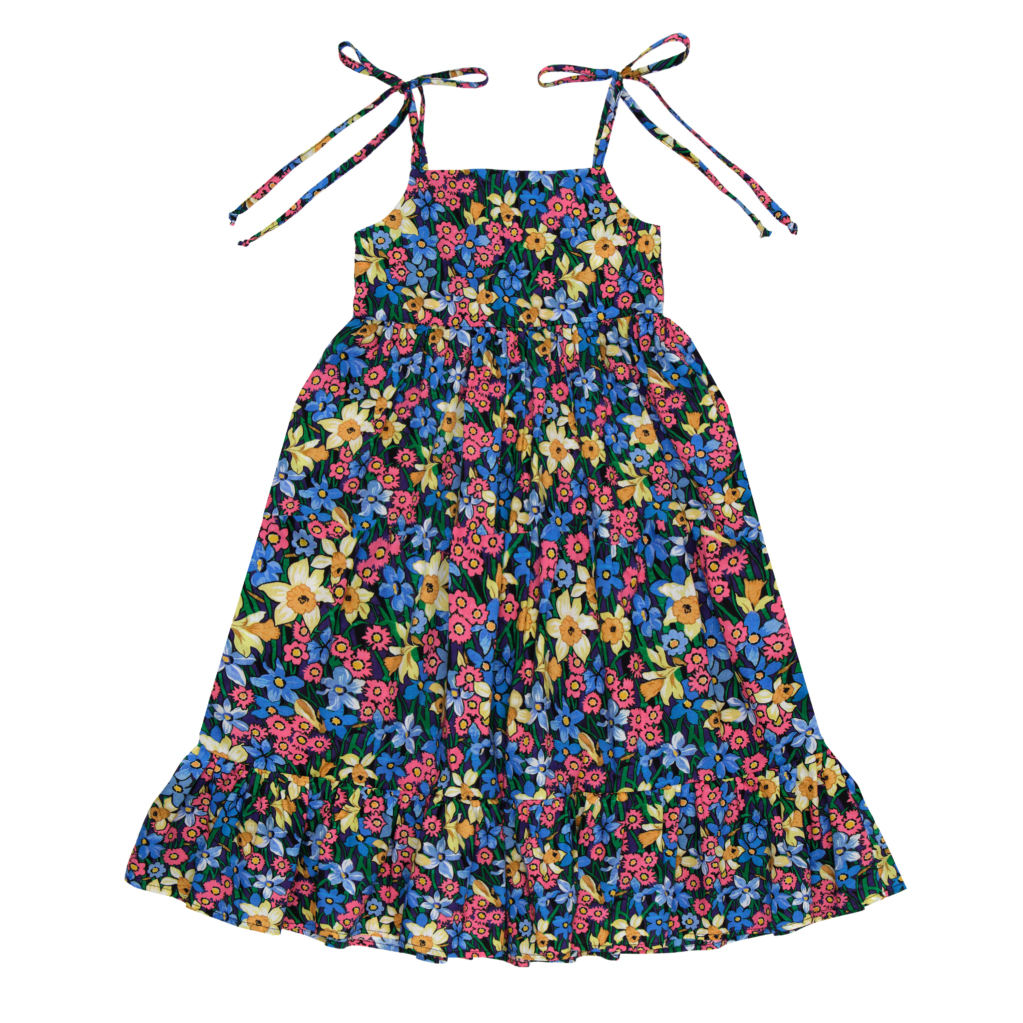 Special Madison Strap Dress Cotton Longer Length, Blue