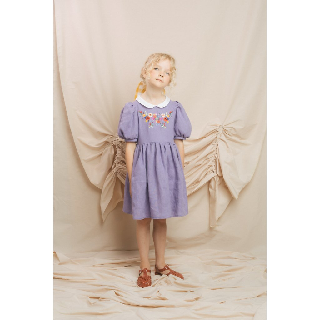 Linen Dress Forgetmenot Violet