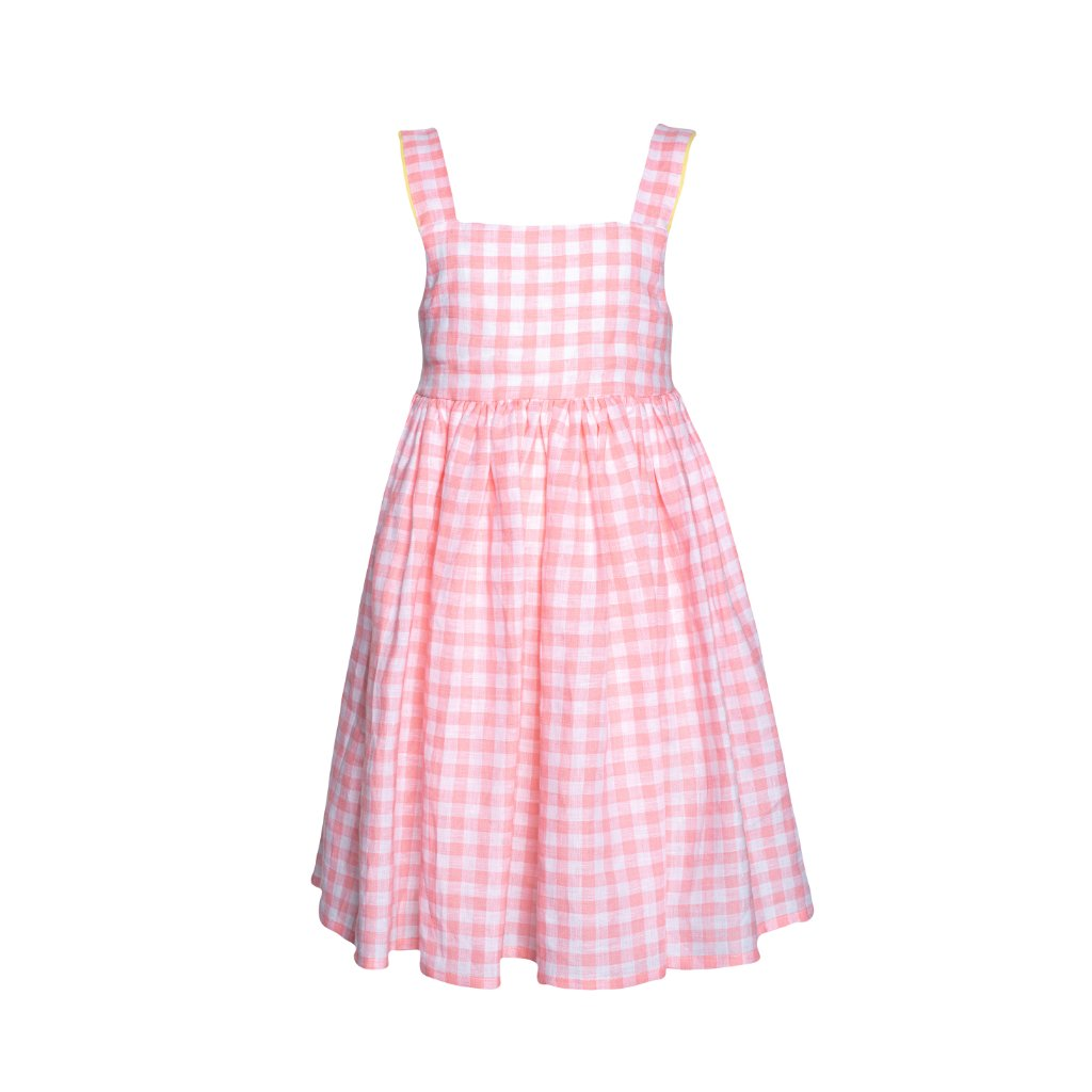 Linen Dress with Ties Picnic Pink