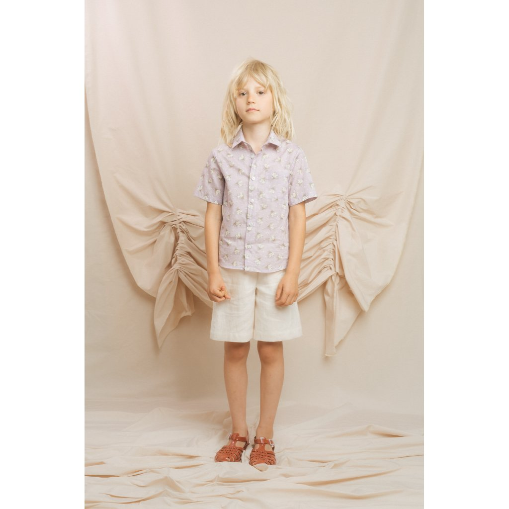 Linen Shorts Forgetmenot Classic White