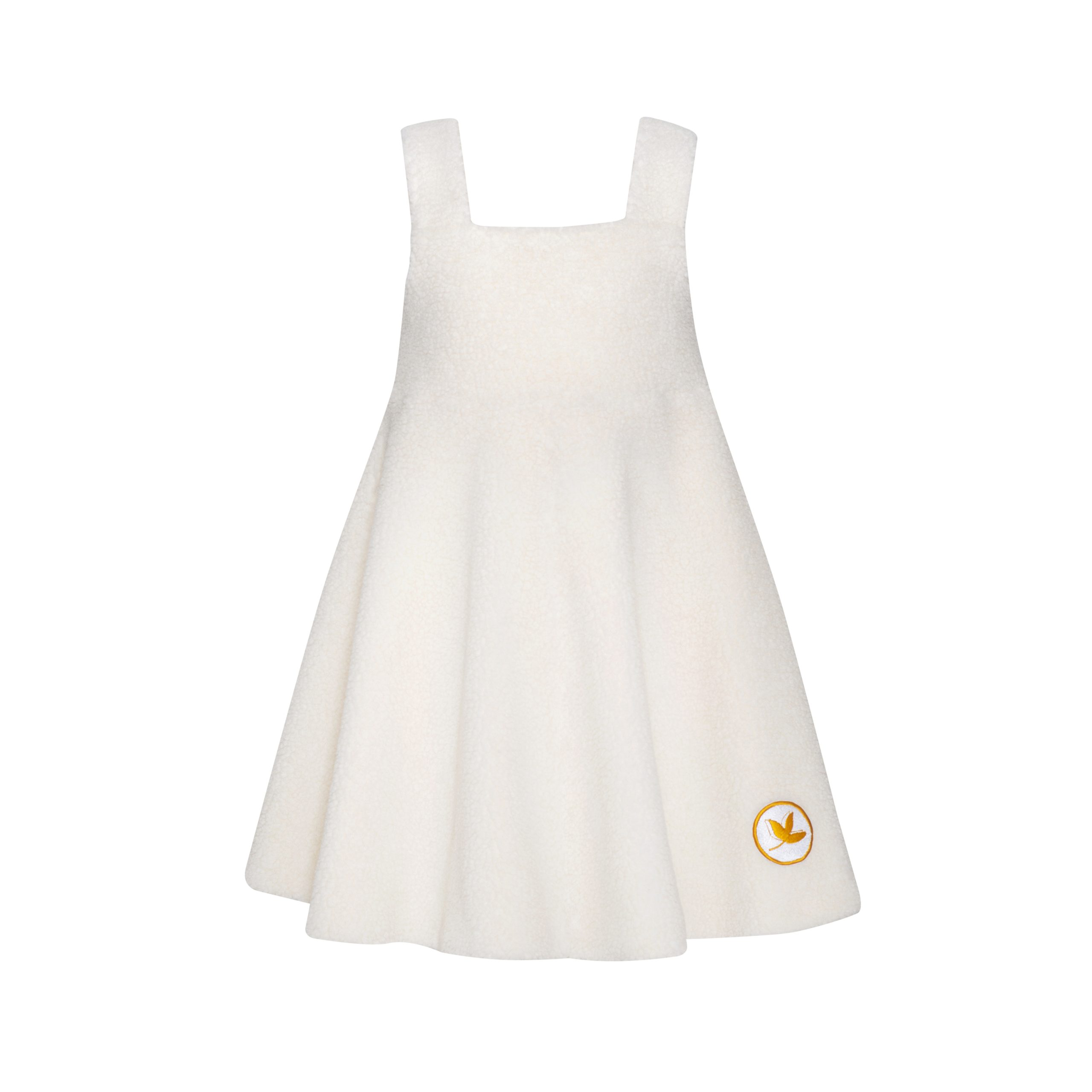 Teddy Pinafore Dress Snowdrops White