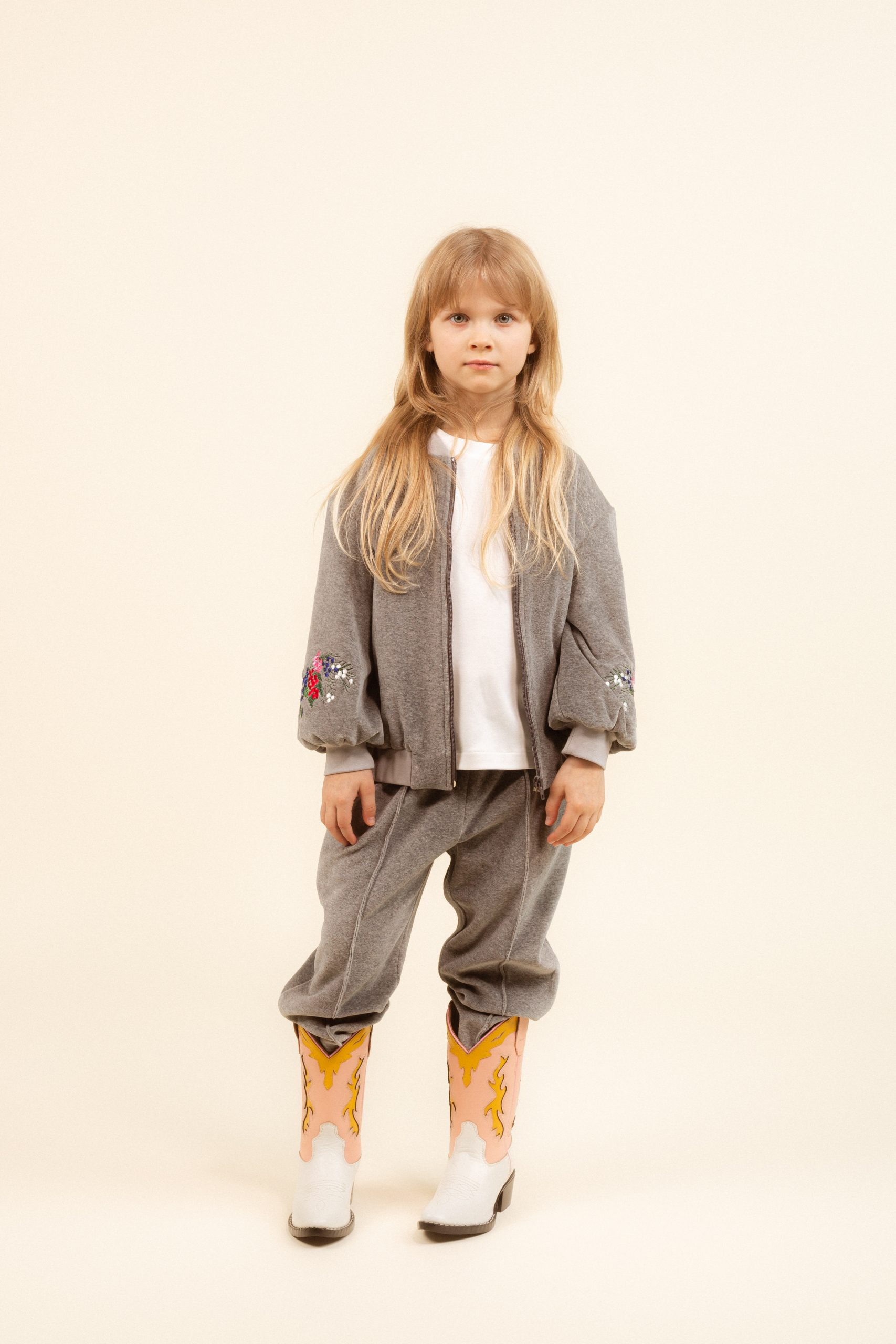 Velvet Logo Trousers Primula Grey