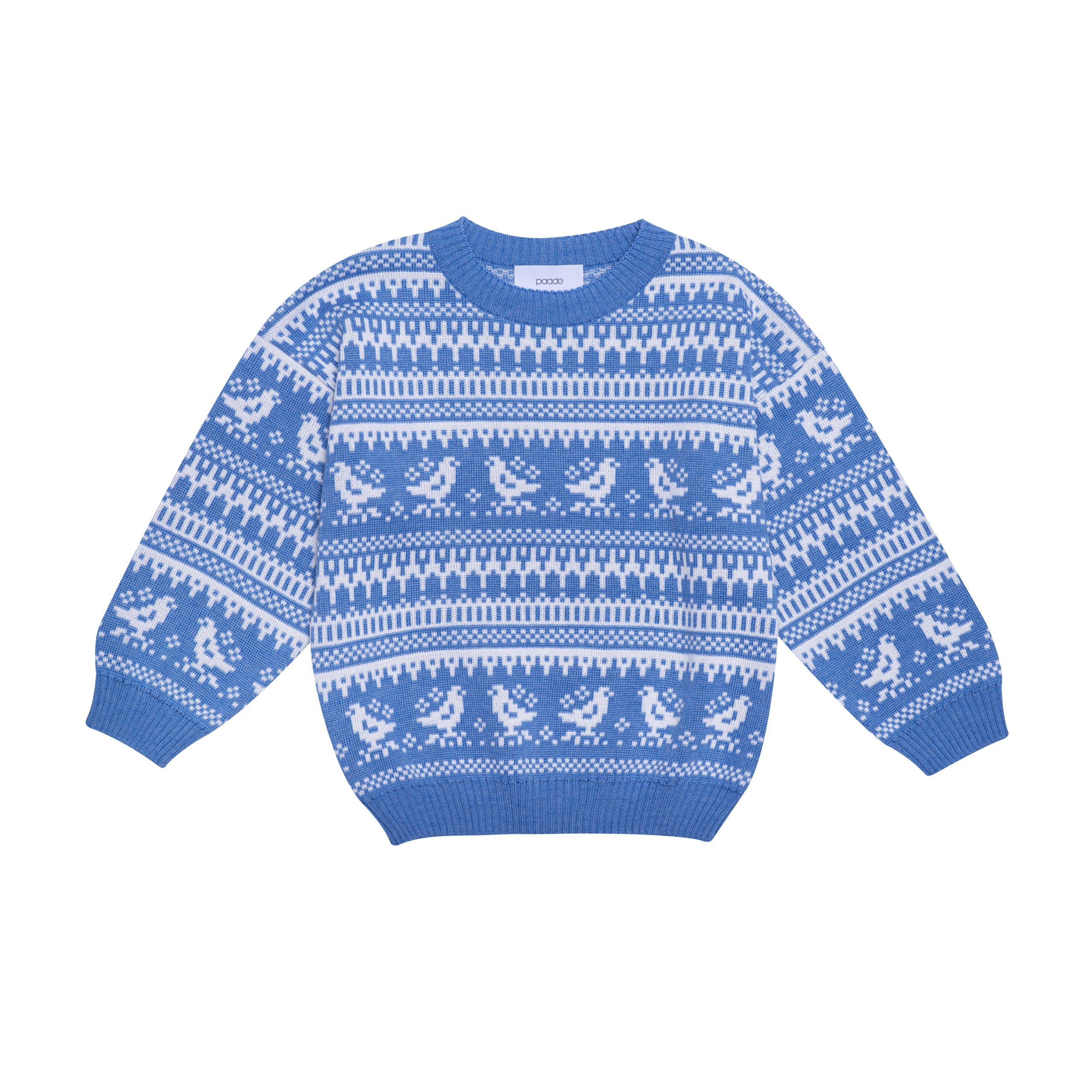 Wool Sweater Bird Blue